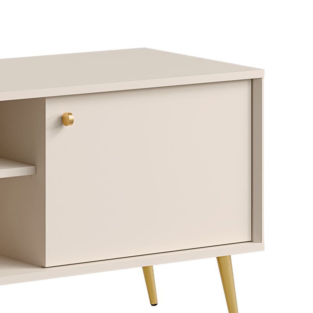 Lomadox Lowboard RIPLEY-166, Fernsehschrank beige sandfarben modern Golddetails