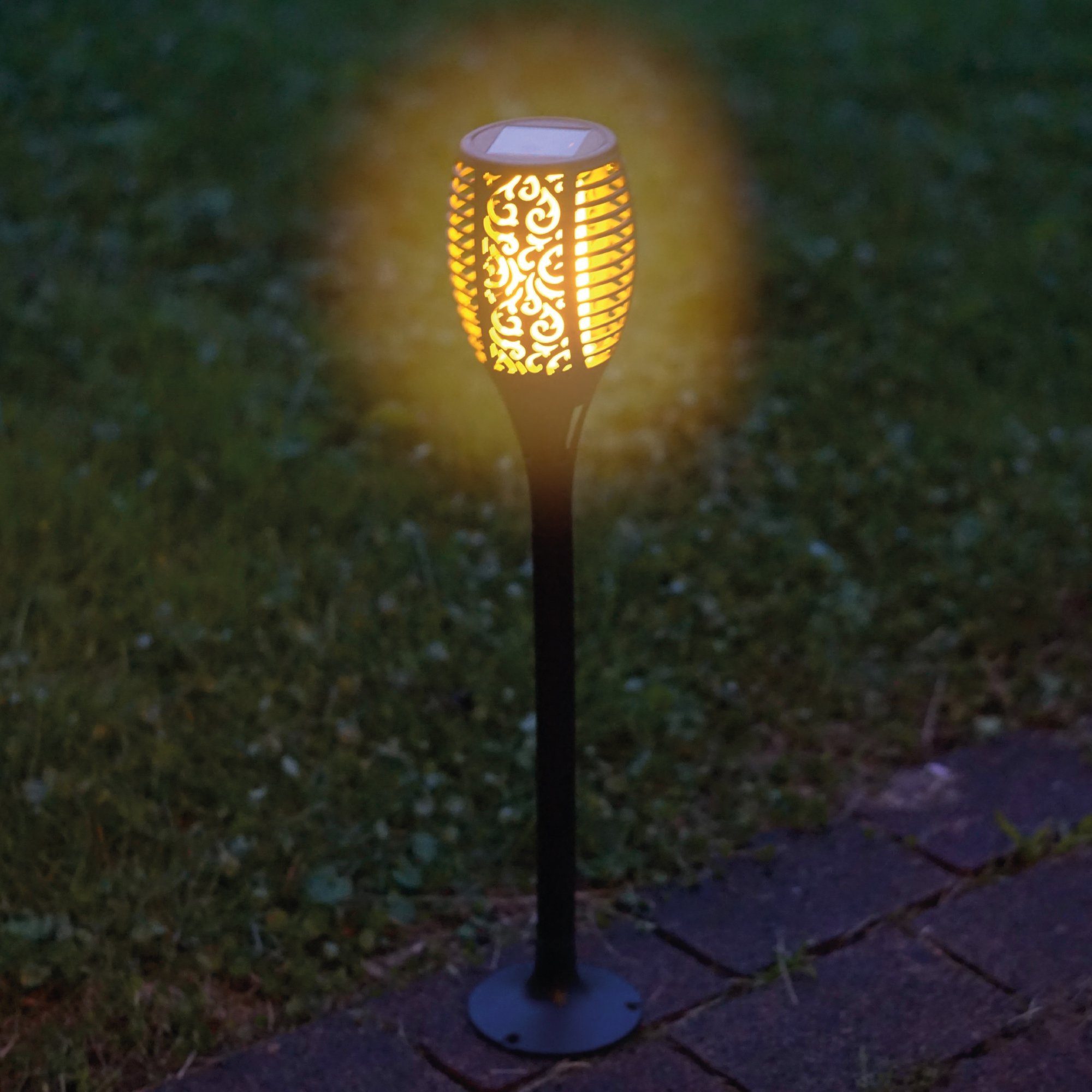 Bestlivings LED Solarfackel LED LED-Fackel SF-01077, Flammenlicht fest integriert, 58cm LED-Lampe Gartenfackel hoch) (ca