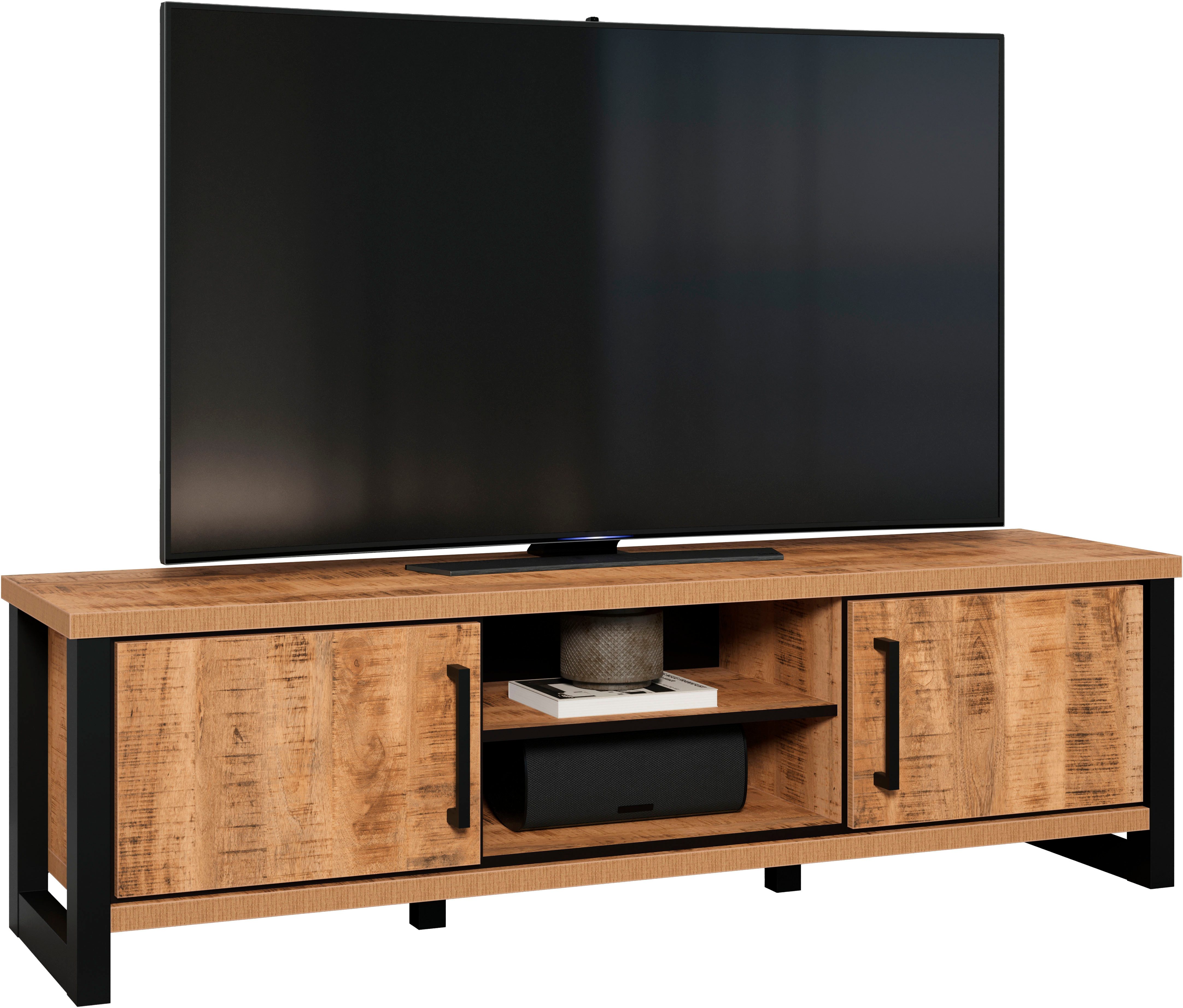 Home affaire Lowboard Elda (1 St), TV Lowboard mit 2 Türen und 2 offenen Fächern – (B/T/H) 166/45/50 cm