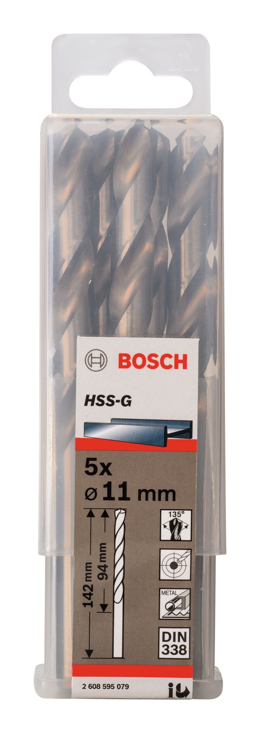 94 mm 11 x 142 Metallbohrer, Stück), (DIN HSS-G 338) 5er-Pack x BOSCH - (5 -