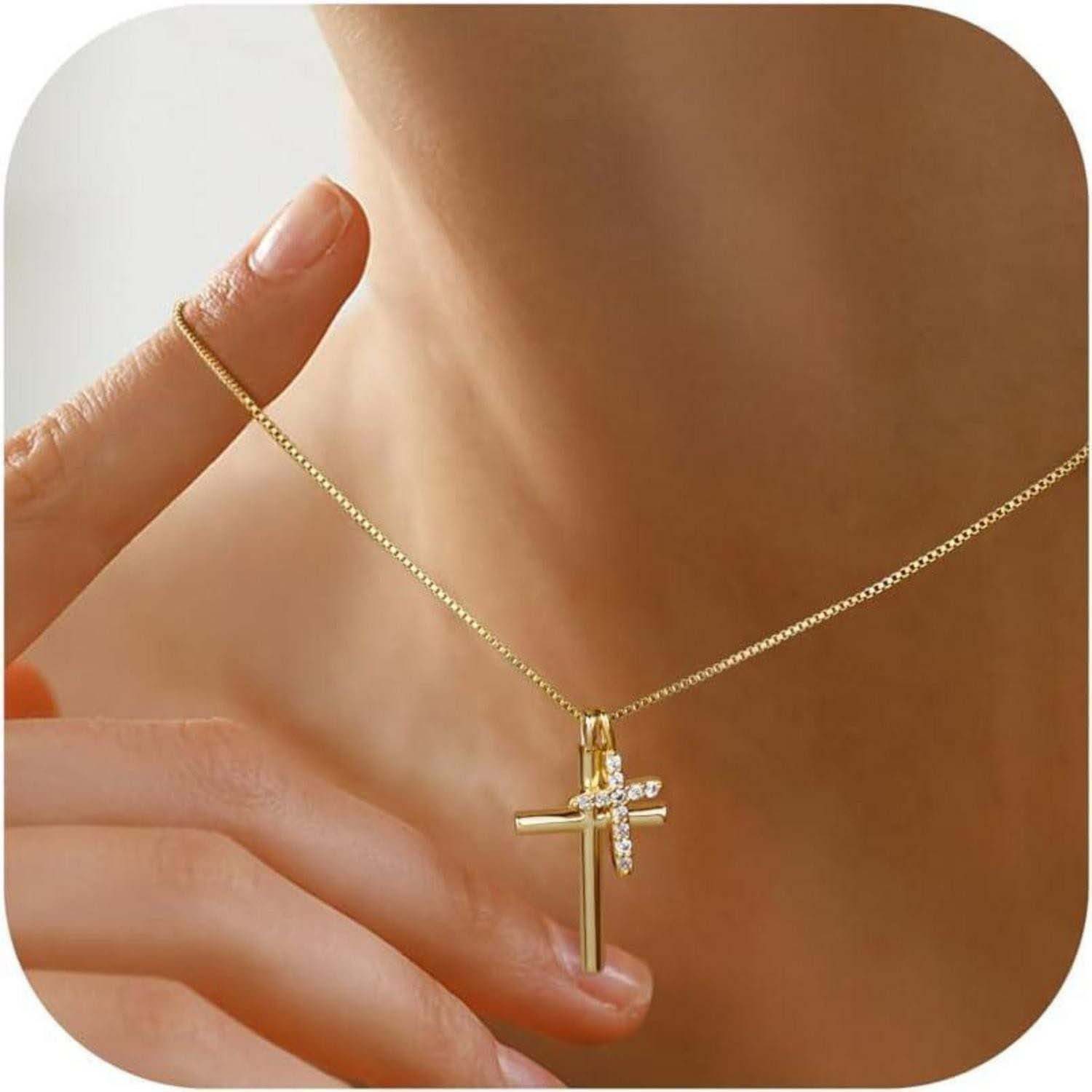 trends for living Kette und Anhänger Set Kreuzkette für Damen, vergoldete k günstig online kaufen