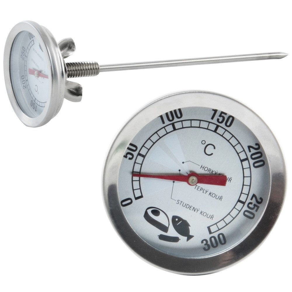 Orion Group Grillthermometer Räucherofen mit Sonde bis 300°C aus Edelstahl, mit Sonde, hitzebeständig, leicht zu reinigen, 0-300°C