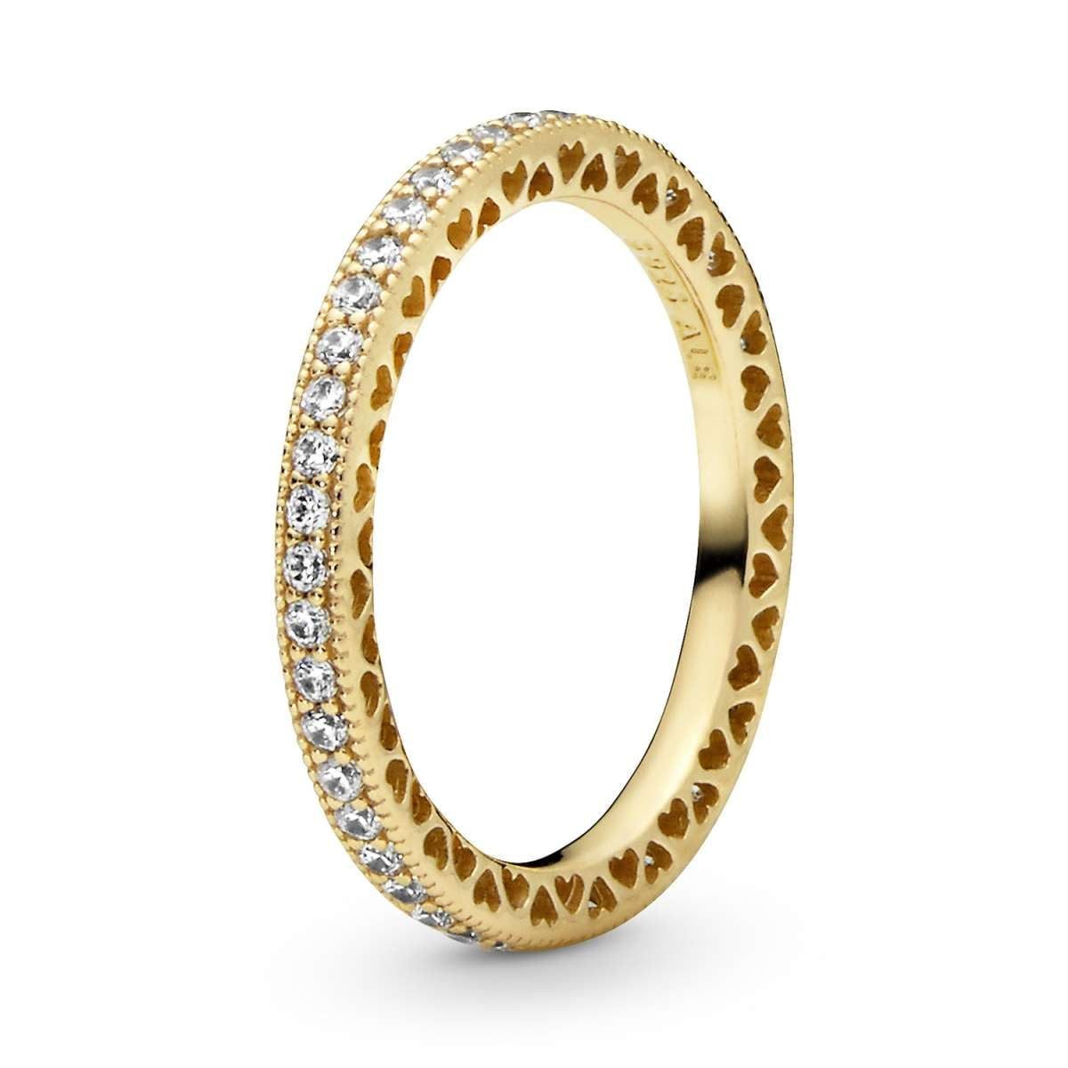 Pandora Fingerring 168655C01, Damenring Funkeln und Herzen Goldfarben