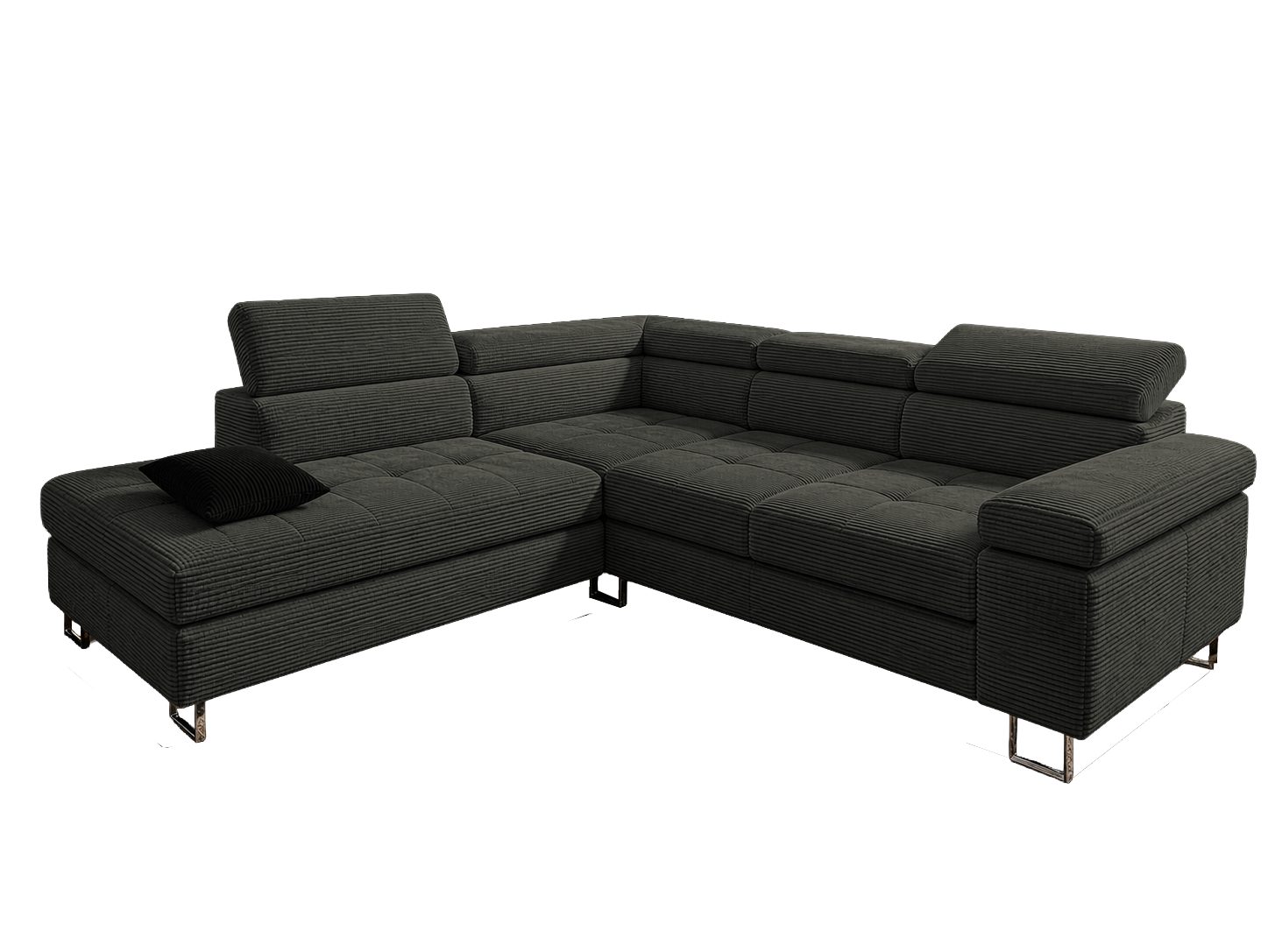 Goldstoff Ecksofa mit Schlaffunktion, Cord Couch für Wohnzimmer - Cord Ecksofa, Cord Sofa VOYAGE 2 Teile, Großer Bettkasten