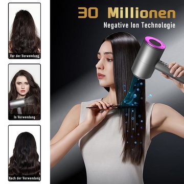 walkbee Haartrockner Ionic-Haartrockner, Leistungsstark Föhn Ionen Dry & Style Hairdryer, 1800,00 W, Schnell Trocknend, Geräuscharm mit 2 Stylingdüse & 1 Diffusor, für Frauen Lockiges Haar, Zuhause, Salon, Reisen