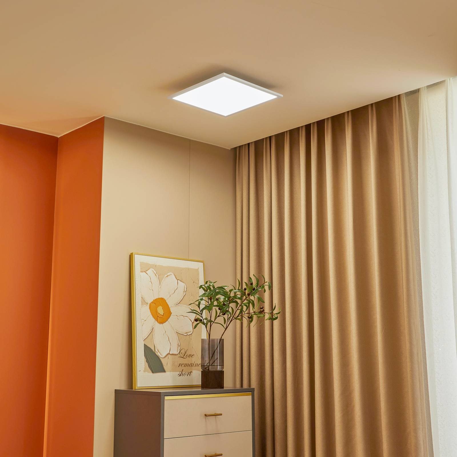 Lindby LED Panel Lamin, LED Weiß Farbwechsel warmweiß / tageslicht IP20 mit Fernbedienung, LED 24 W gesamt, Farbwechsel warmweiß / tageslicht