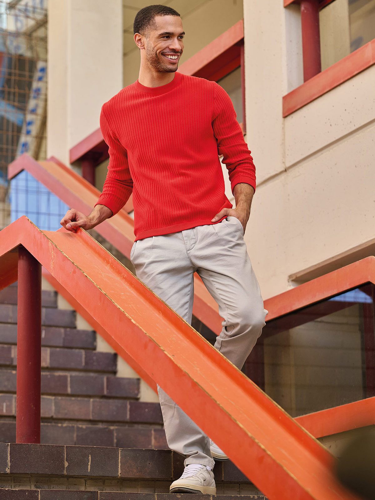 emilio adani Rundhalspullover Herren Pullover regular, Rot