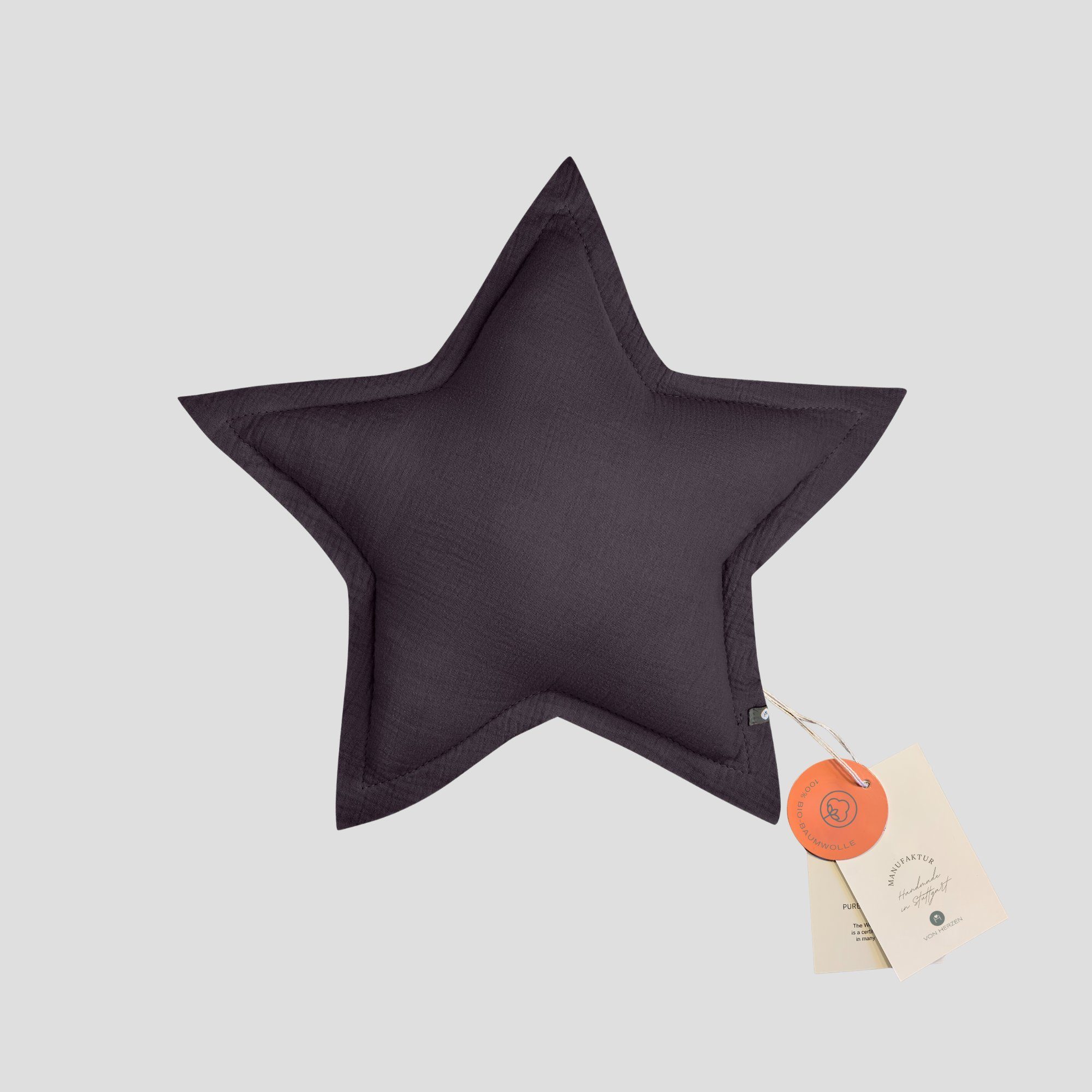 von Herzen Babykissen Musselinkissen Kinderkissen Kuschelkissen Stern aus 100% Baumwolle, handgenäht
