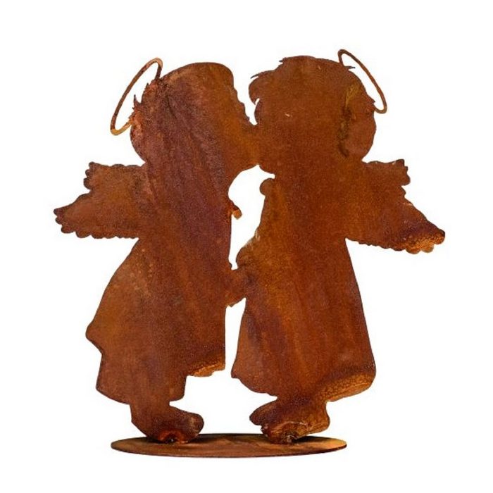 BADEKO Dekoobjekt Engelpaar küssend - aus gerostetem Metallblech - Rost Dekoration zum Aufstellen