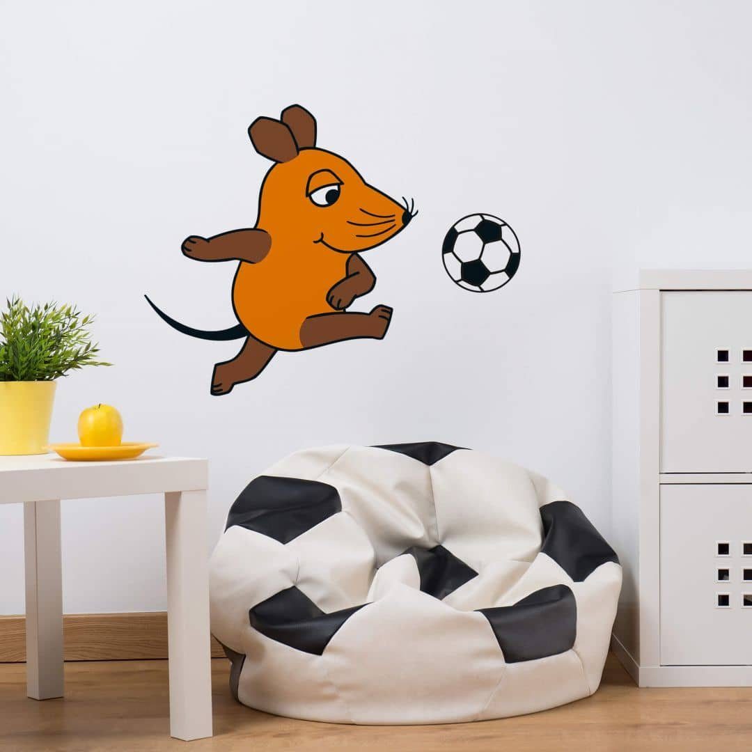 Die Maus Wandtattoo Kinderzimmer Wandbild Fußball Maus Aufkleber Wandsticker Kinder Baby, selbstklebend, entfernbar