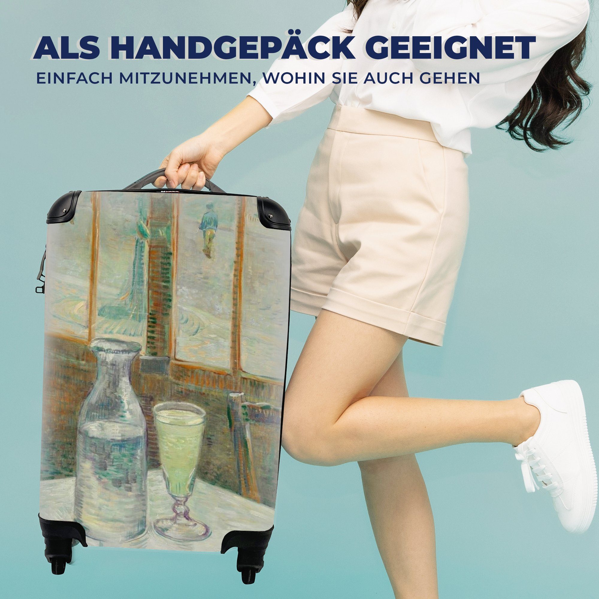 MuchoWow Handgepäckkoffer Couchtisch Reisekoffer Reisetasche Absinth Trolley, Vincent für 4 Rollen, rollen, Handgepäck mit van mit Gogh, - Ferien