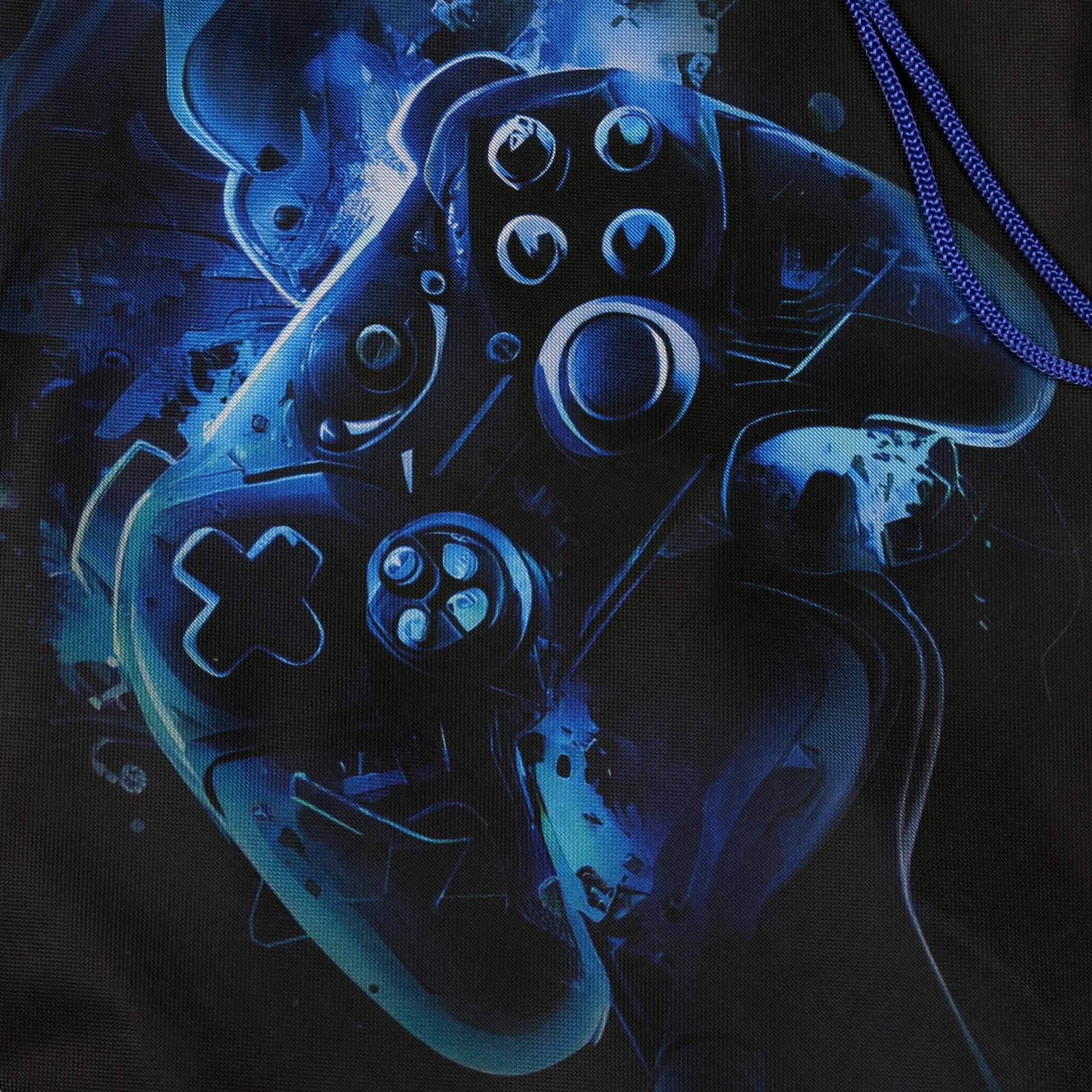 Sarcia.eu Turnbeutel Schwarz-blauer Schuhbeutel Schulumhängetasche für Spieler, 32x38 cm