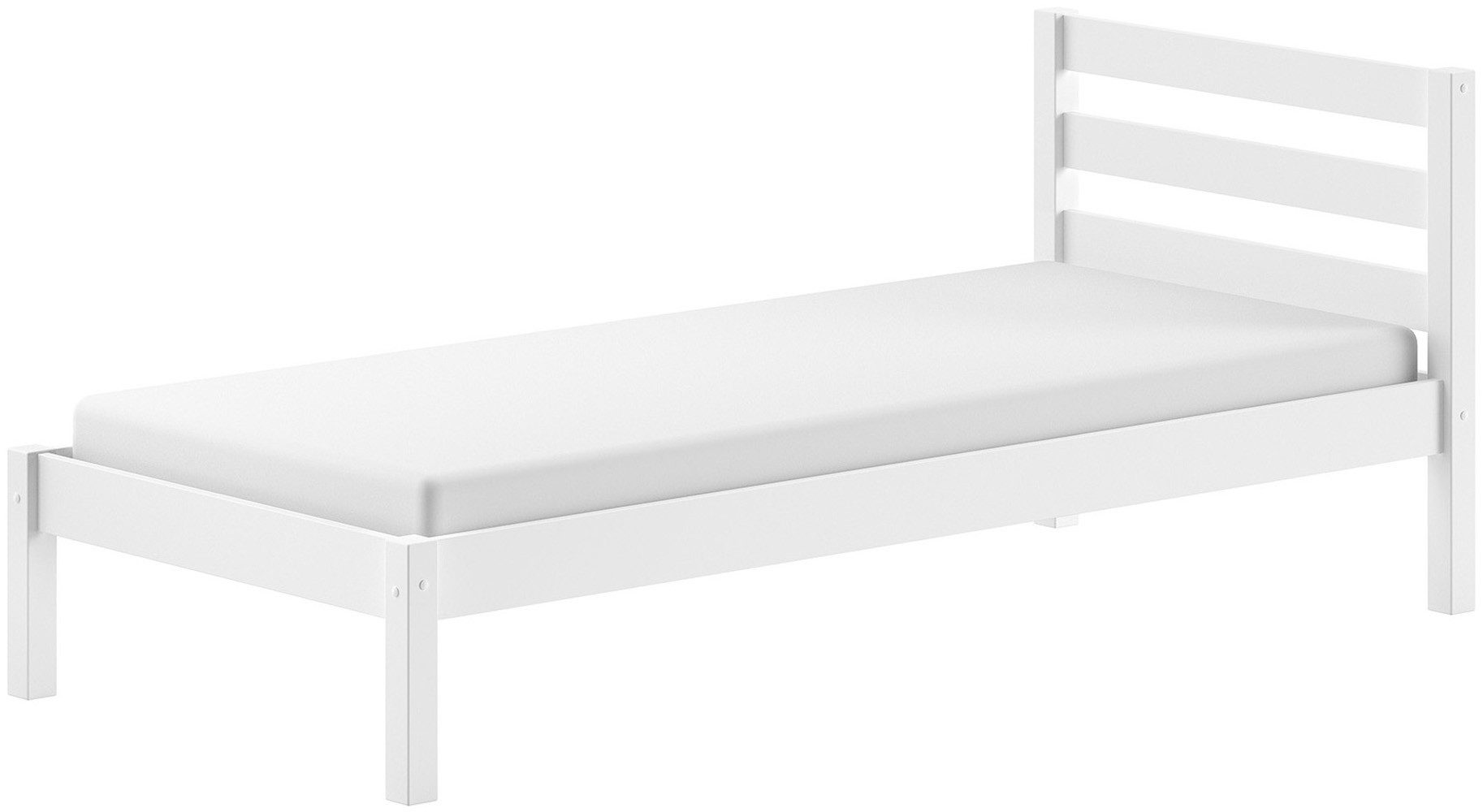 Vipack Massivholzbett Pino, universell einsetzbar, gradliniges Design, Made in Europe (B: 211 x H: 84,4 x T: 97,5 cm, Liegefläche 90/200 cm, stabil gebaut), inkl. Rolllattenrost, Kiefer massiv, in Natur oder Weiß lackiert