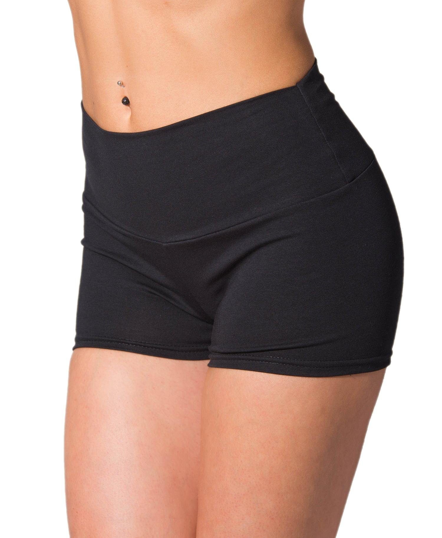 Alkato Yogashorts Alkato Damen Shorts mit Hohem Bund Hotpants Radlerhose Long Shorts Schwarz