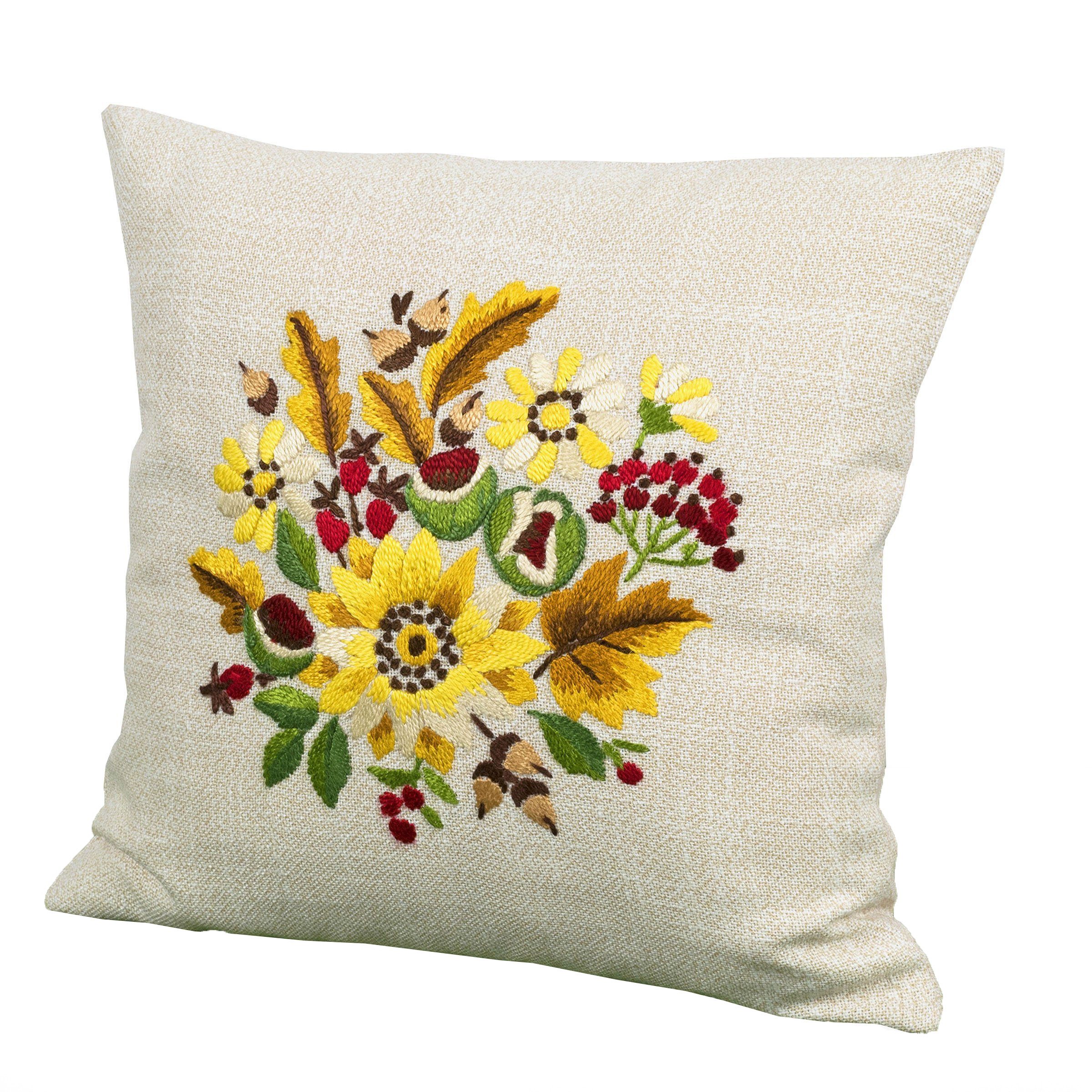 Delindo Lifestyle Kissenbezug Kissenhülle handgestickt, (1 Stück), per Hand günstig online kaufen