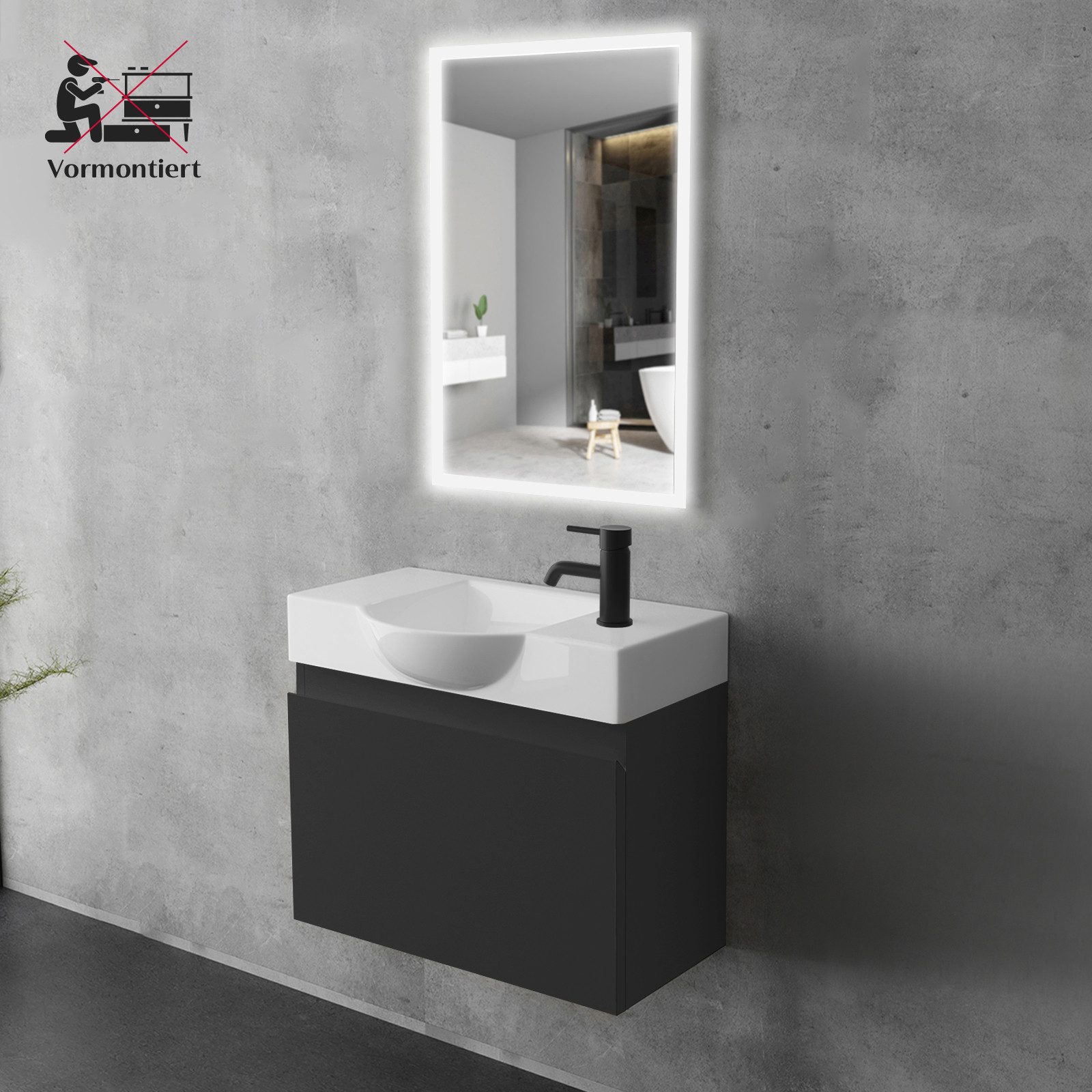 Alpenberger Badmöbel-Set Waschbecken mit Unterschrank 55 cm Breit, (Waschti günstig online kaufen