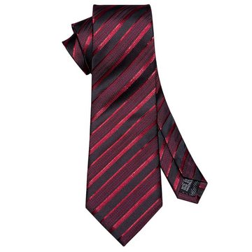 AquaBreeze Krawatte Herren Seiden-Geschäftskrawatten (1-St., Unifarbene Premium-Krawatten für Männer) Mit Taschentuch Manschettenknopf-Streifen