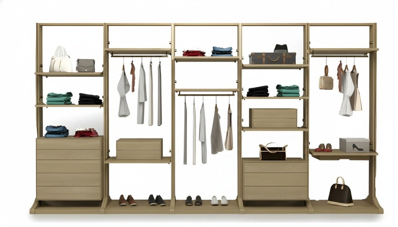 JVmoebel Kleiderschrank Begehbarer Luxus-Schrank mit hochwertiger Verarbeitung und Stauraum (1-St., Kleiderschrank System) Made in Europa