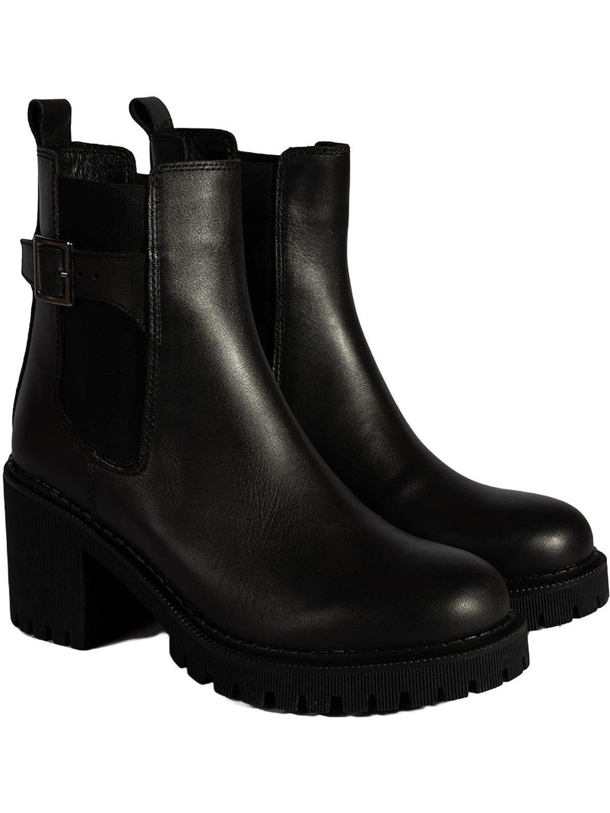 Desa Damen-Ankle-Boots aus Leder – Flacher Absatz, elastische Schnürse Stiefel