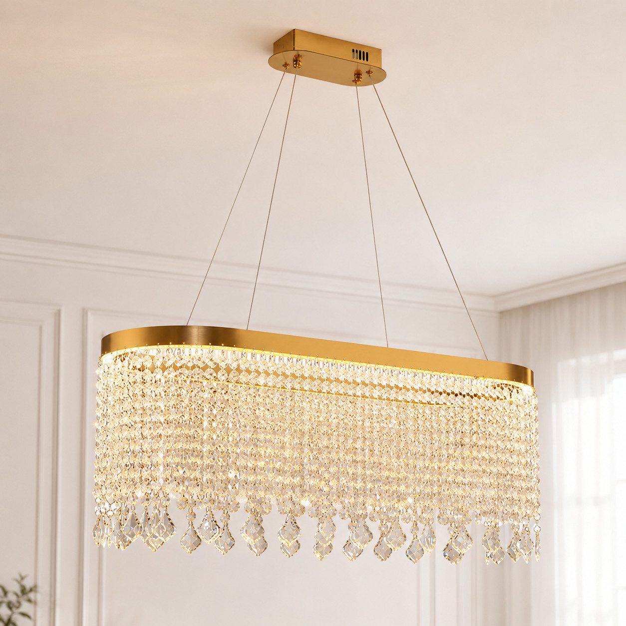 OYLCDI Deckenleuchten LED Deckenlampe 6 Rahmen,Dimmbar mit Fernbedienung für Wohnzimmer, LED fest integriert, 70W 3000-6500k, goldene Hängelampe mit Fernbedienung und App, für Esstisch Wohnzimmer, Wohnzimmer-Leuchte Deckenlampe, Hängeleuchte, Hängelampe