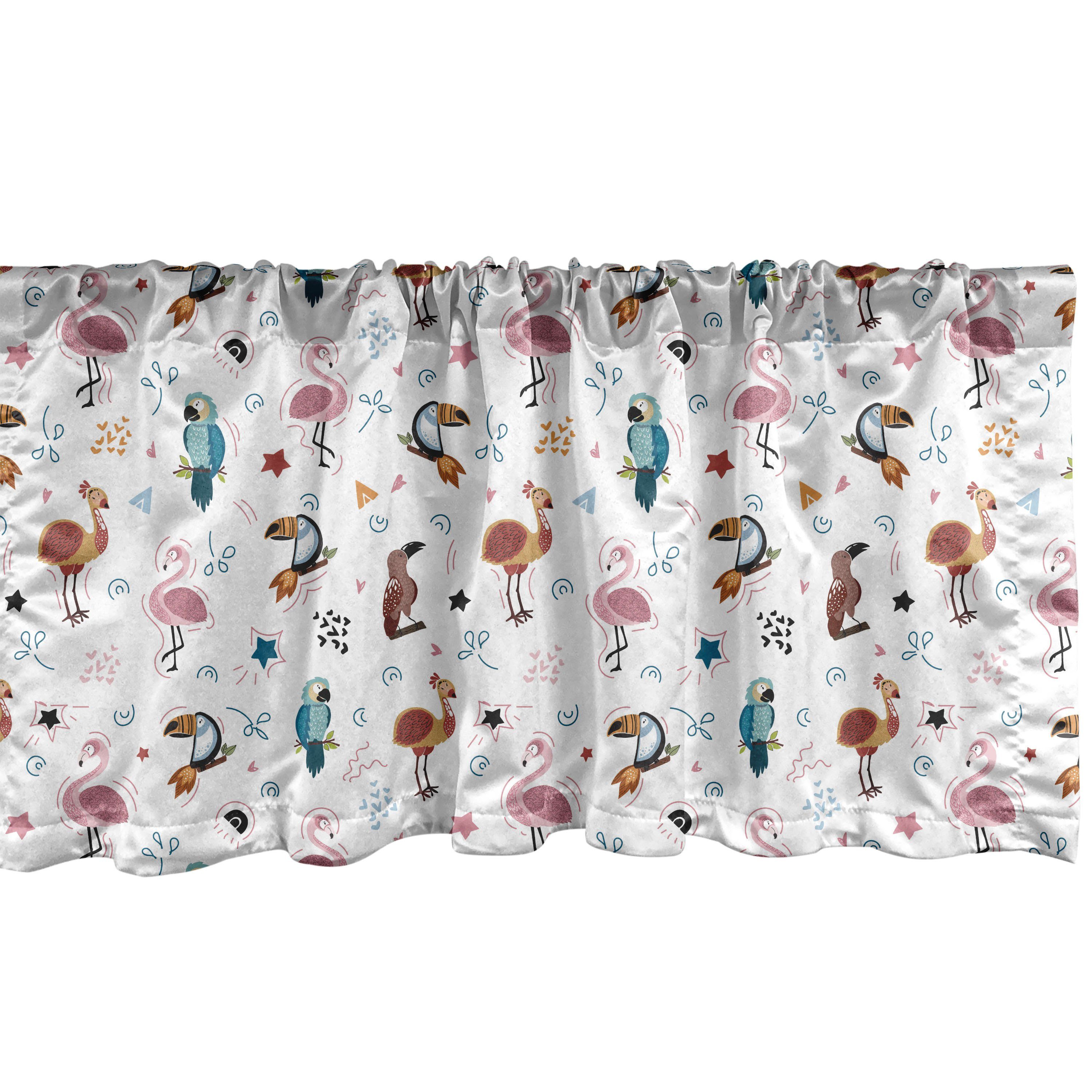 Scheibengardine Vorhang Volant für Küche Schlafzimmer Dekor mit Stangentasche, Abakuhaus, Microfaser, Vogel Mehrere Art Exotische Vögel
