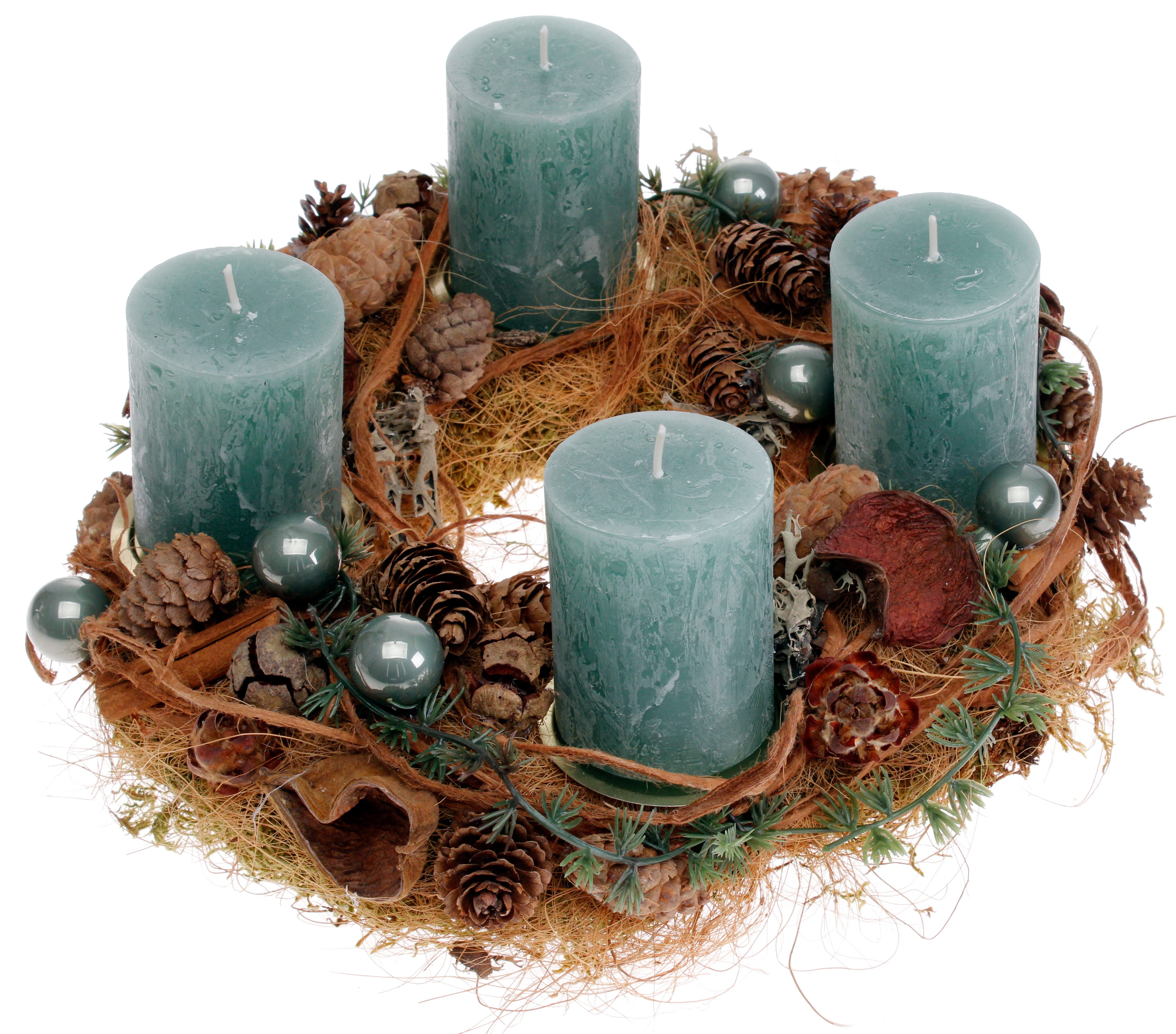 CreaFlor Home Adventskranz Adventsdeko, Handarbeit, Natur, Adventskranz, H: 16cm