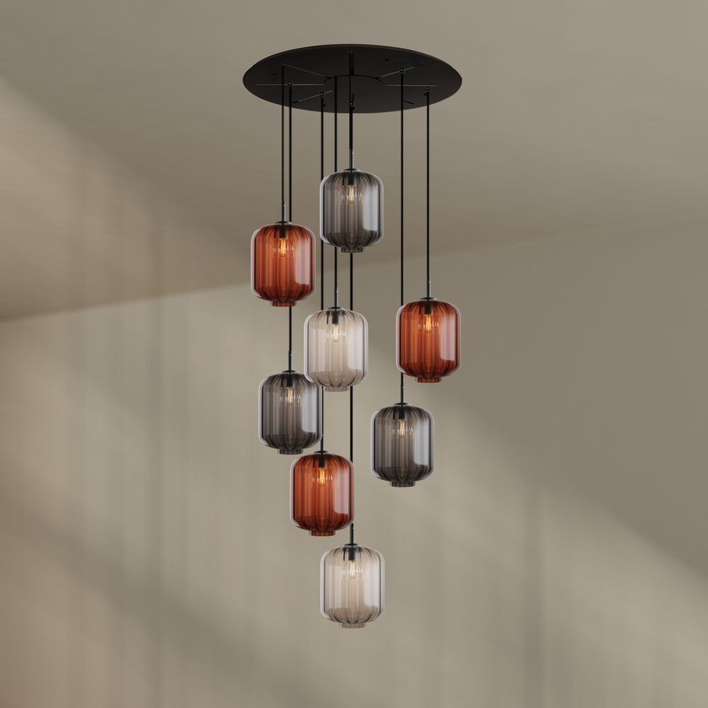 s.luce Pendelleuchte Velo Galerieleuchte 8-flammig Ø 80cm Baldachin Ø 25cm Mehrfarbig
