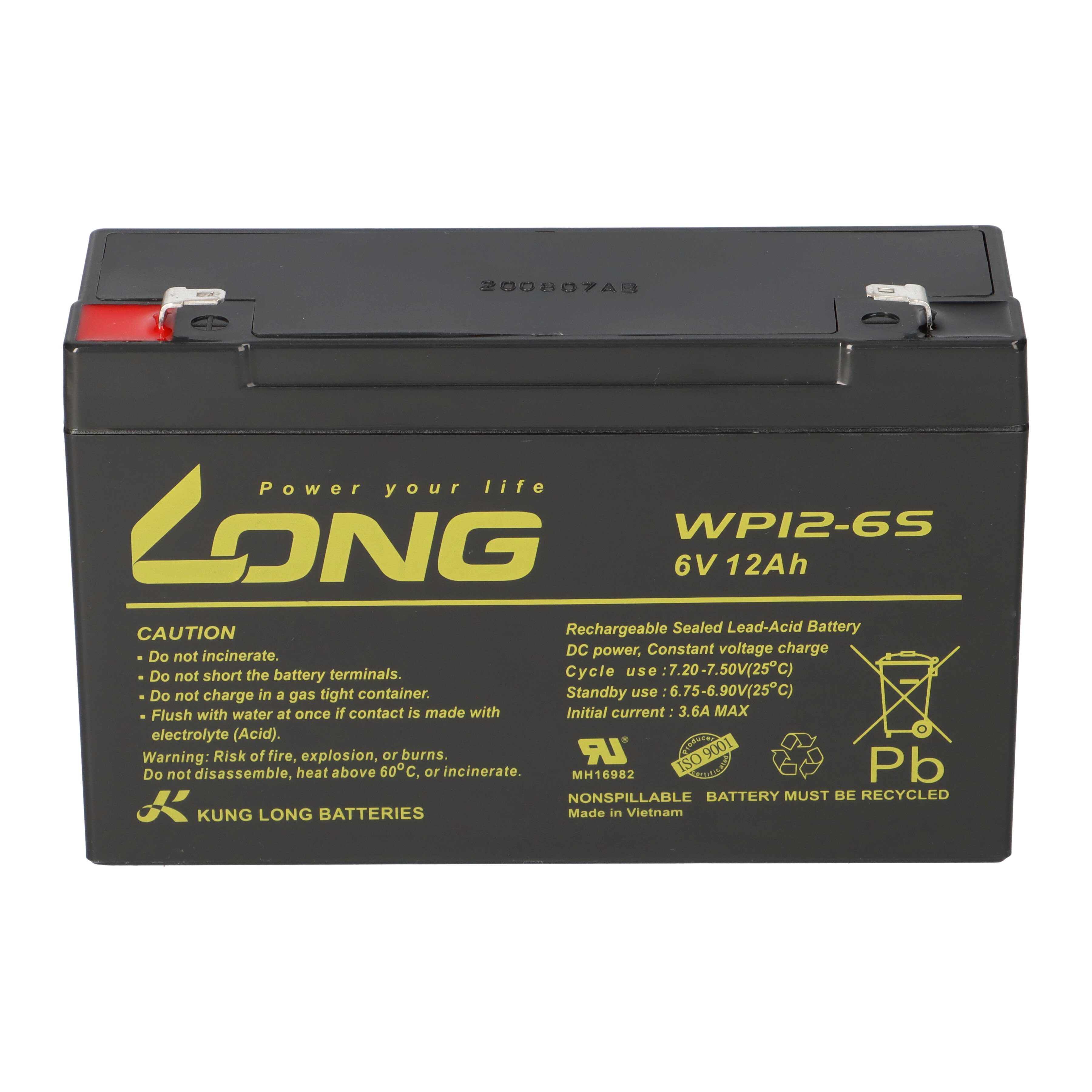 6V 12Ah kompatibel Long C12S C10S Blei Kung AGM Bleiakku 10Ah lead Battery Bleiakkus