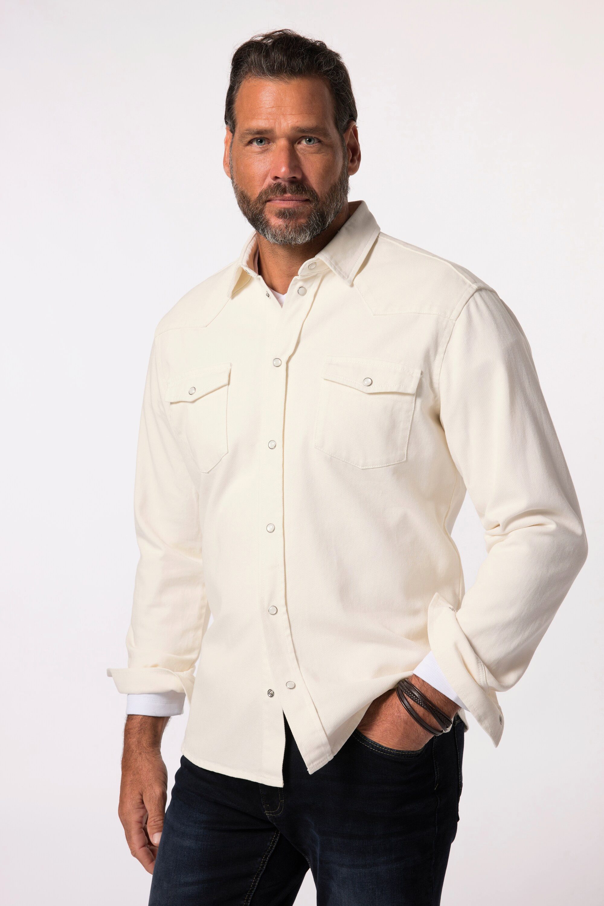 Businesshemd JP 1880 Jeanshemd Langarm Kentkragen Modern Fit