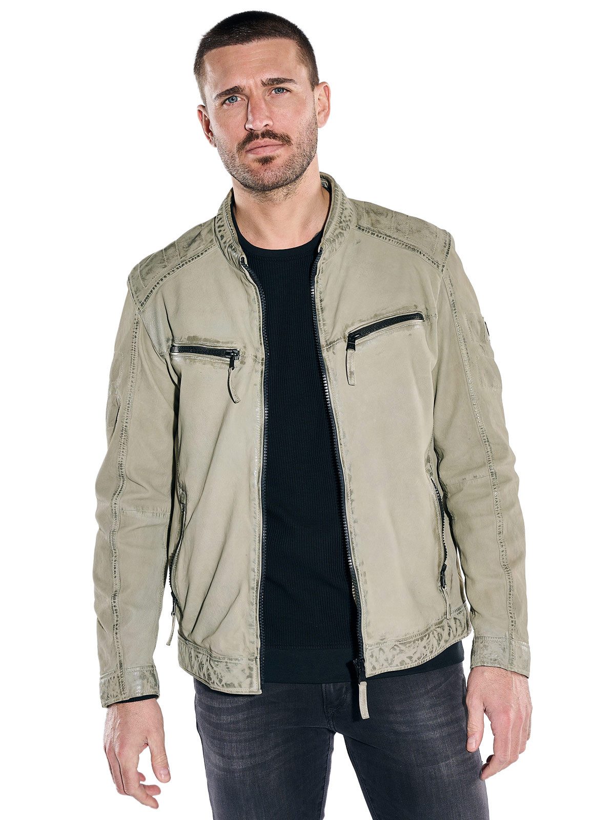 emilio adani Lederjacke Herren Lederjacke, Hellgruen