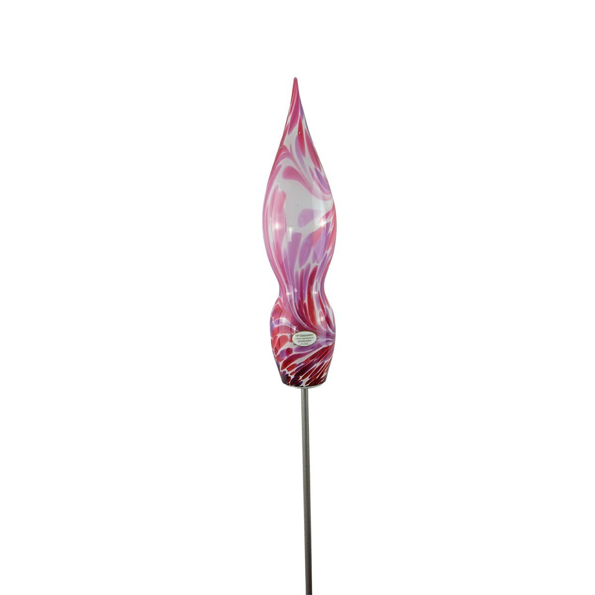 Gartenursel Gartenstecker Handgefertigte Glasspitze ca. 155 cm - Gartendekoration rosa