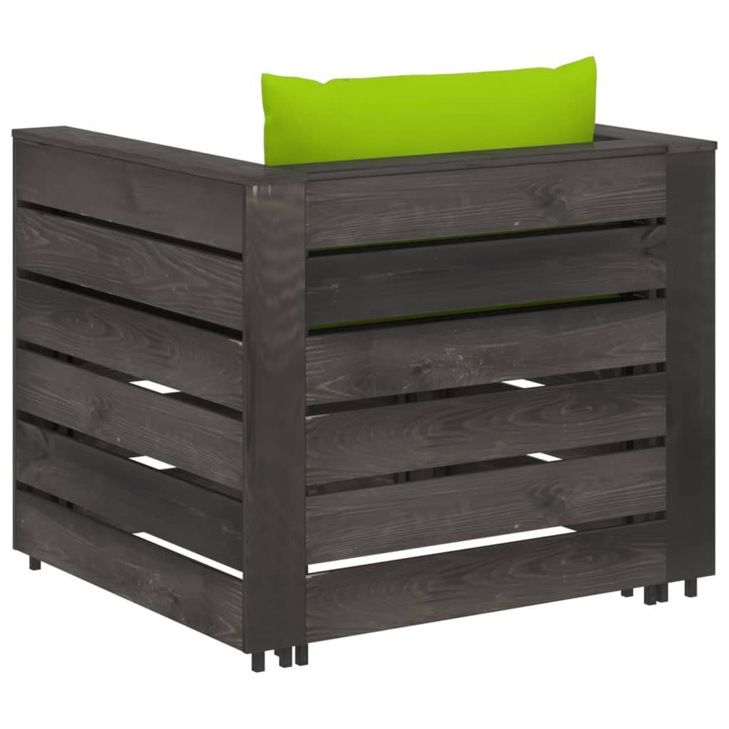 vidaXL Gartenlounge-Set 2-tlg. Garten-Lounge-Set mit Kissen Grau Imprägniertes Holz, (2-tlg)