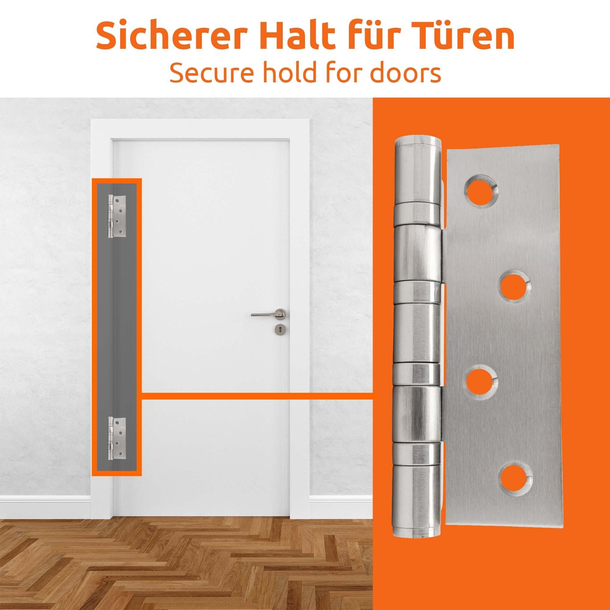 ECENCE Montageband 201 Silber 2x Scharnier-e Edelstahl Tür-schanier