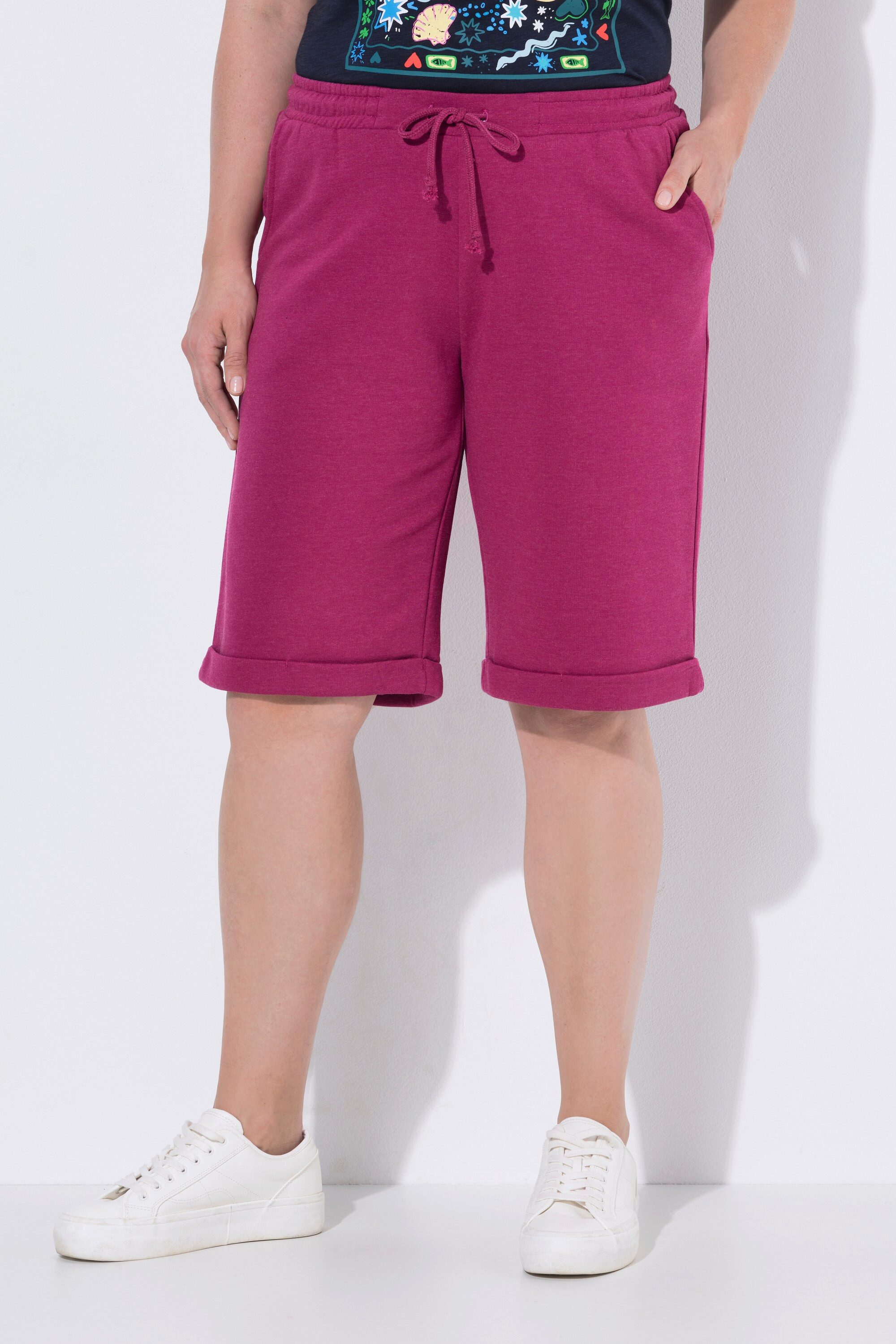 Ulla Popken Jeansshorts Sweatshorts Mary weites gerades Bein Elastikbund