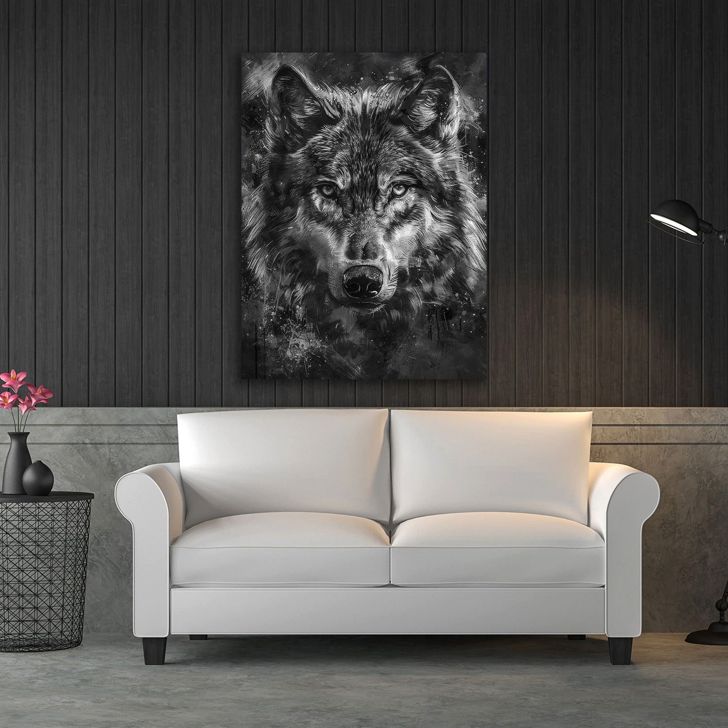 Artedinoi Leinwandbild Wolf Porträt Realistische Zeichnung Leinwandbild Wandbild Kunstdruck X, Wolf-Porträt, realistisch