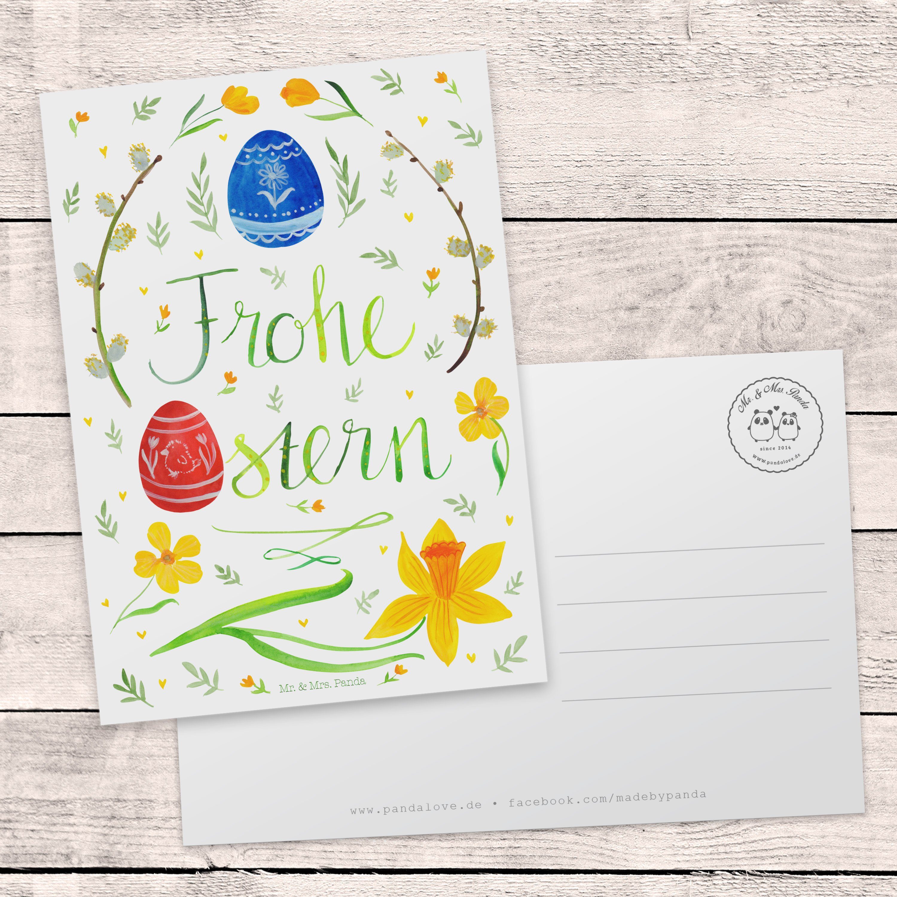 - Einladungskart & Postkarte Grußkarte, Mrs. Frohe Ostern Weiß Geschenk, - Panda Osterblume, Mr.