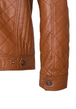 Lolus Lederjacke Jack Cognac Dunkelbraun Sportliche und feine Steppjacke aus Lammnappa Leder