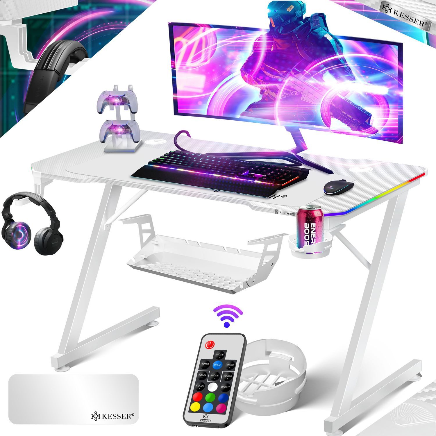 KESSER Gamingtisch, Gaming Schreibtisch mit Getränkehalter Ergonomischer Ga günstig online kaufen