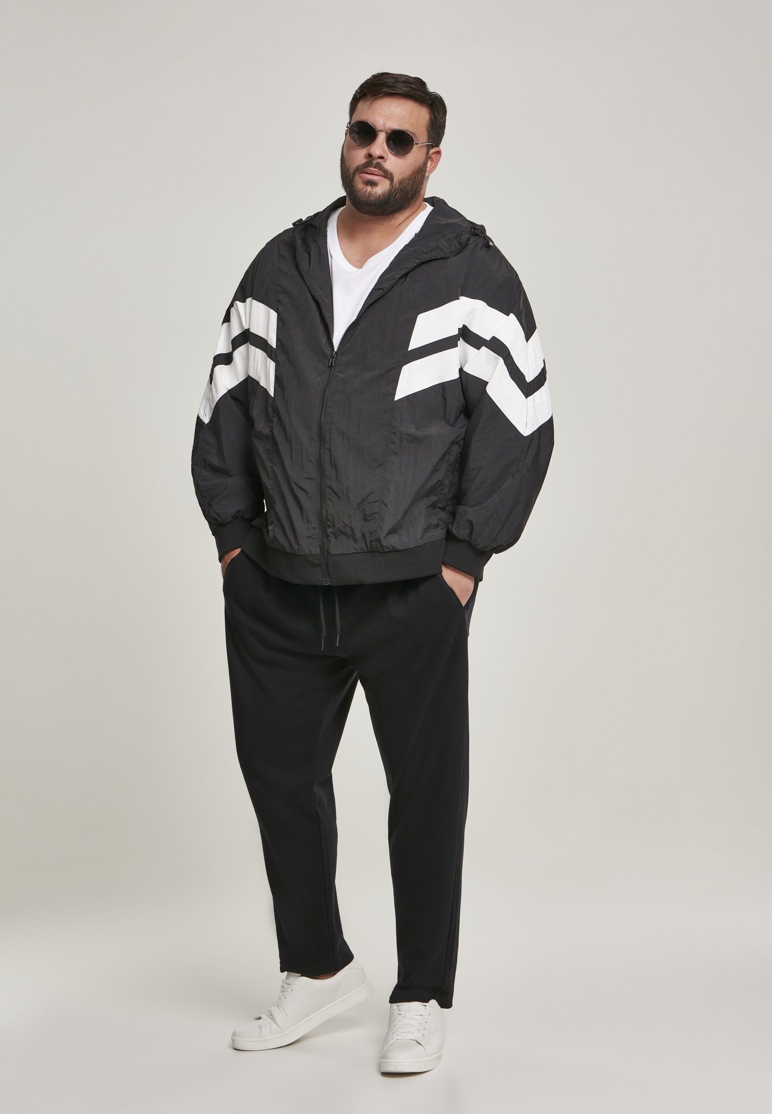 black/white (1-St) Crinkle CLASSICS Track URBAN Jacket Outdoorjacke Herren Panel