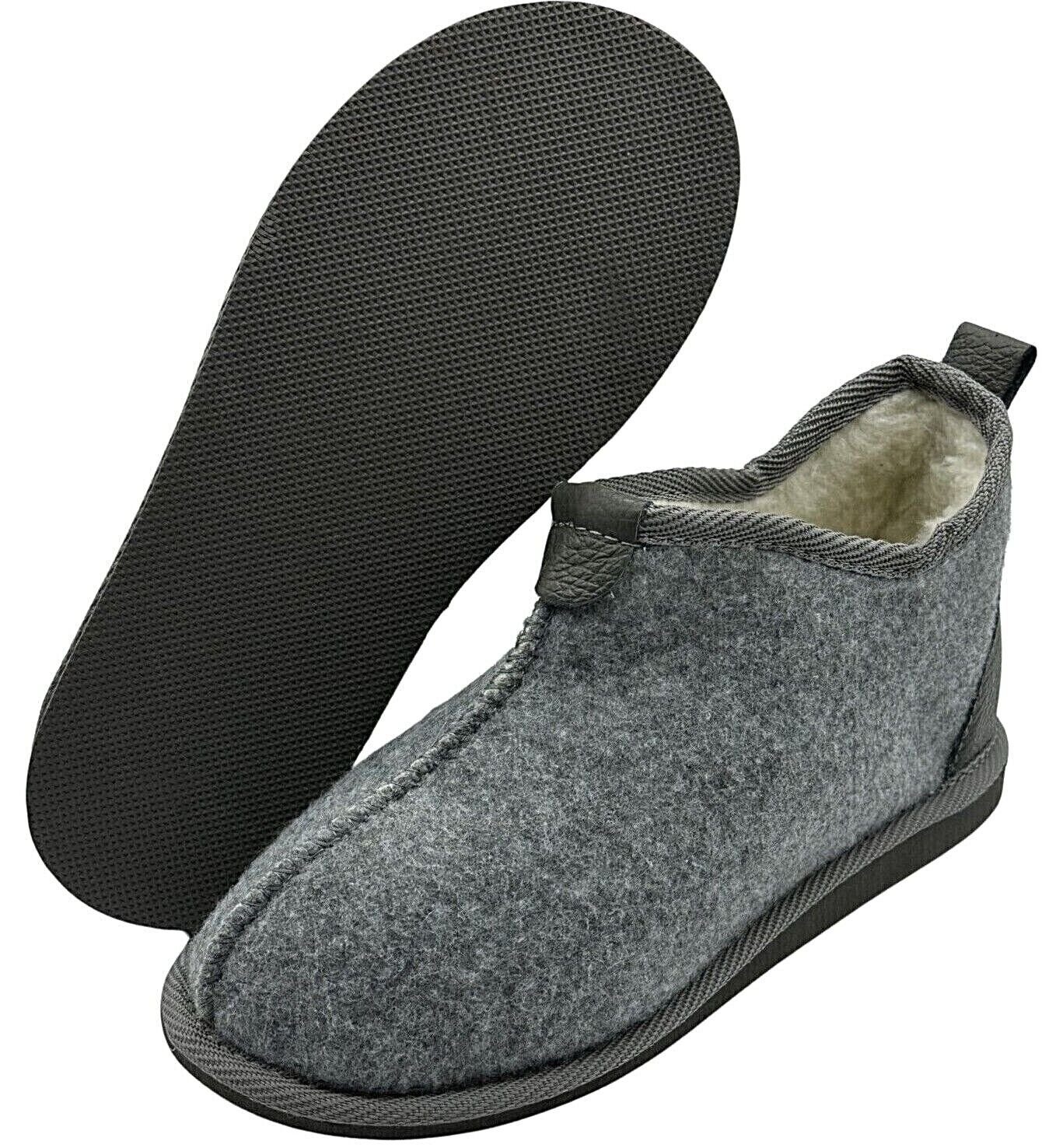 Filz Hausstiefel Mit Plüschfutter – Wärmende Hüttenschuhe Für Damen & Herren In Gr. 36-47, Rutschfeste Gummisohle