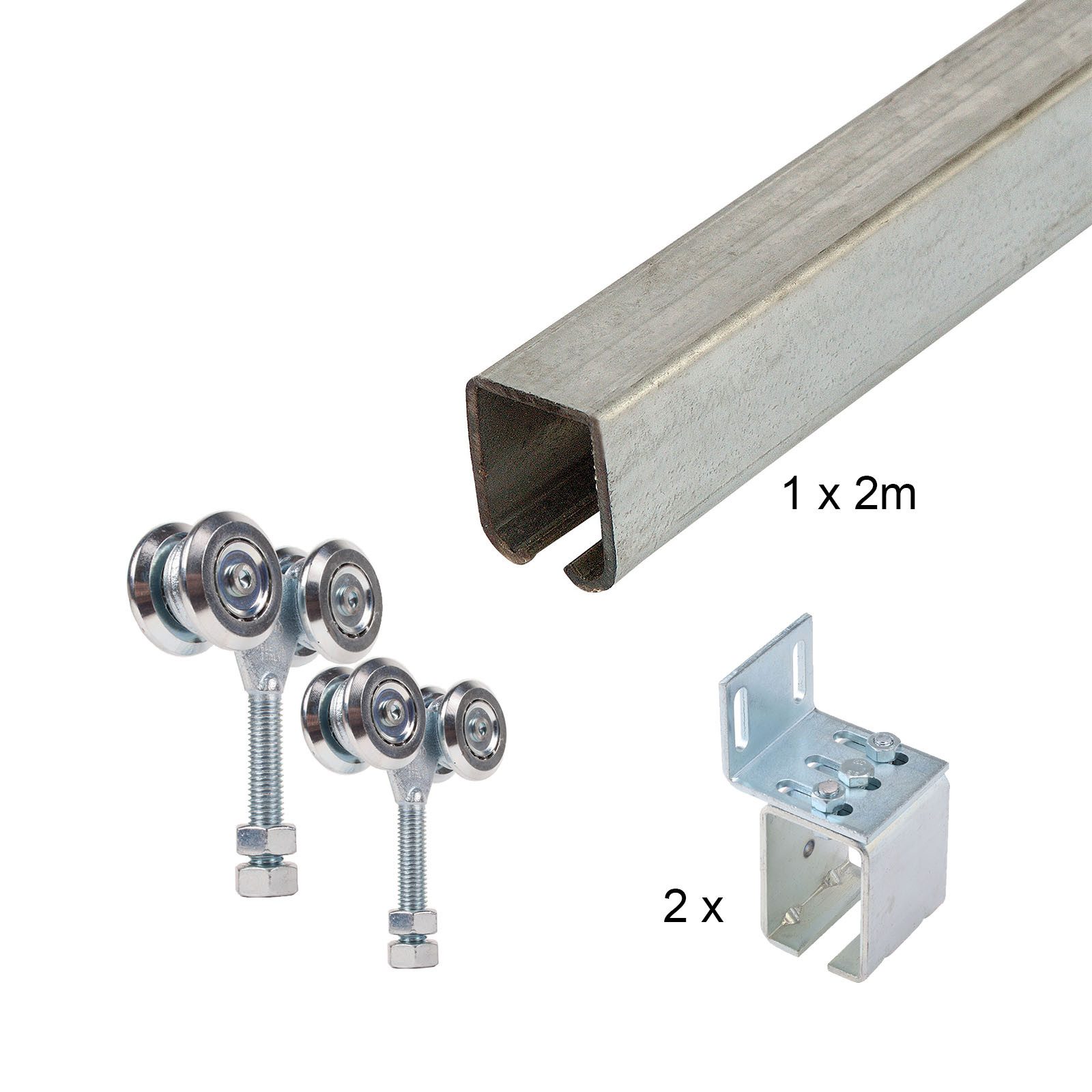 ATTAS Laufschienenprofil Laufwerkset Basic-Line geteilt (Geteilte Lieferung (maximal 2 Meter Schiene am Stück)