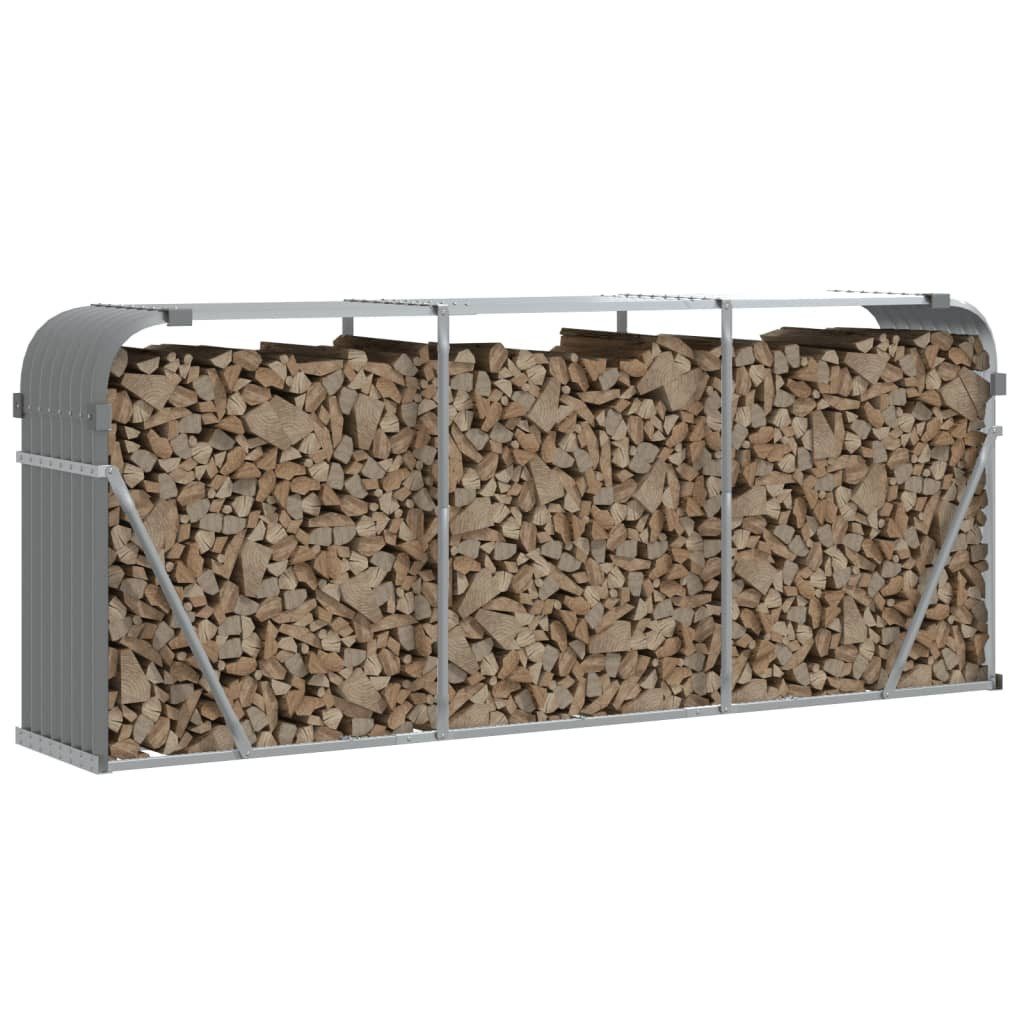 vidaXL Kaminholzregal Kaminholzunterstand Hellgrau 234x45x100 cm Verzinkter Stahl, BxTxH:234x45x100 cm