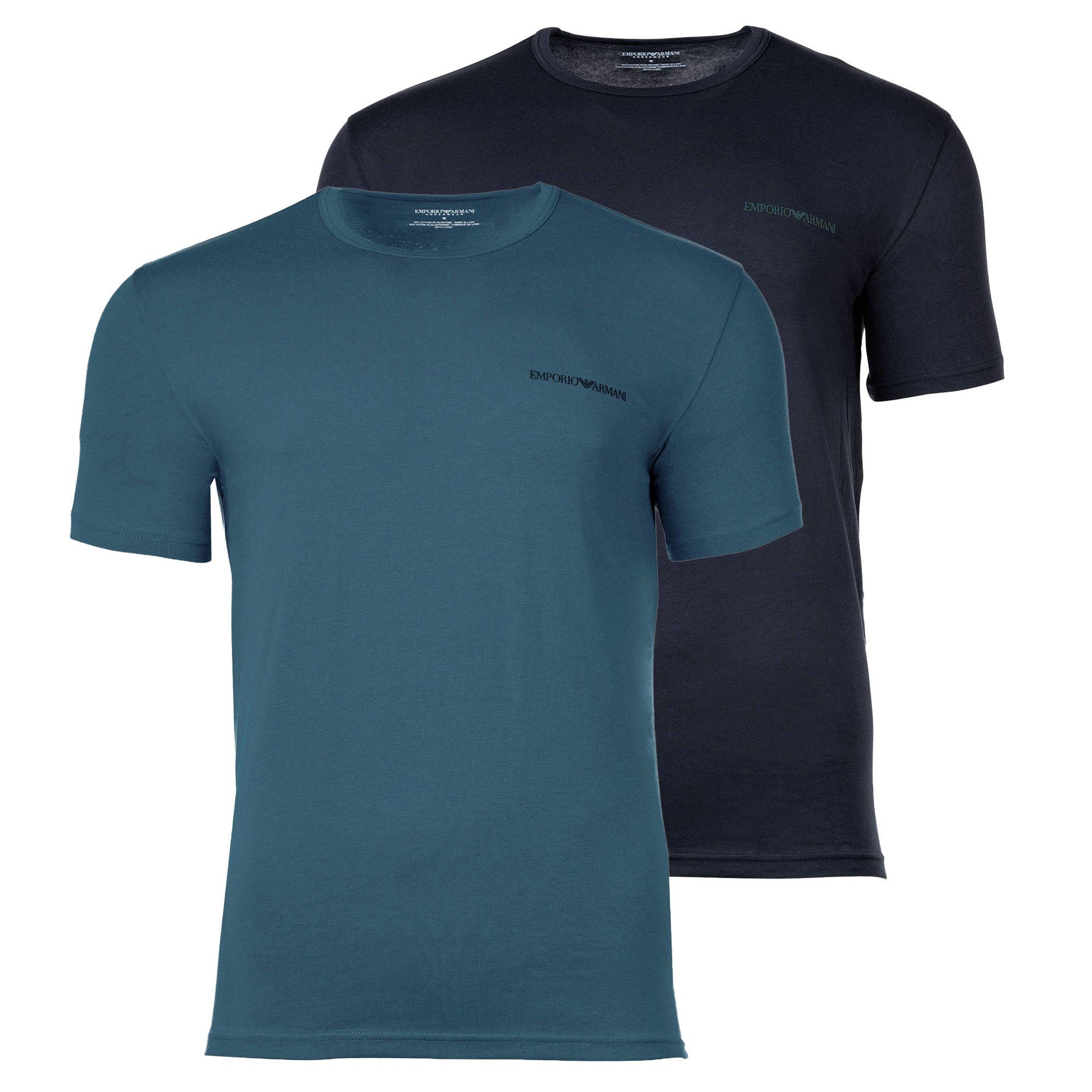 Emporio Armani T-Shirt Herren T-Shirt 2er Pack Baumwolle Pure Cotton (Packung, 2er Pack)