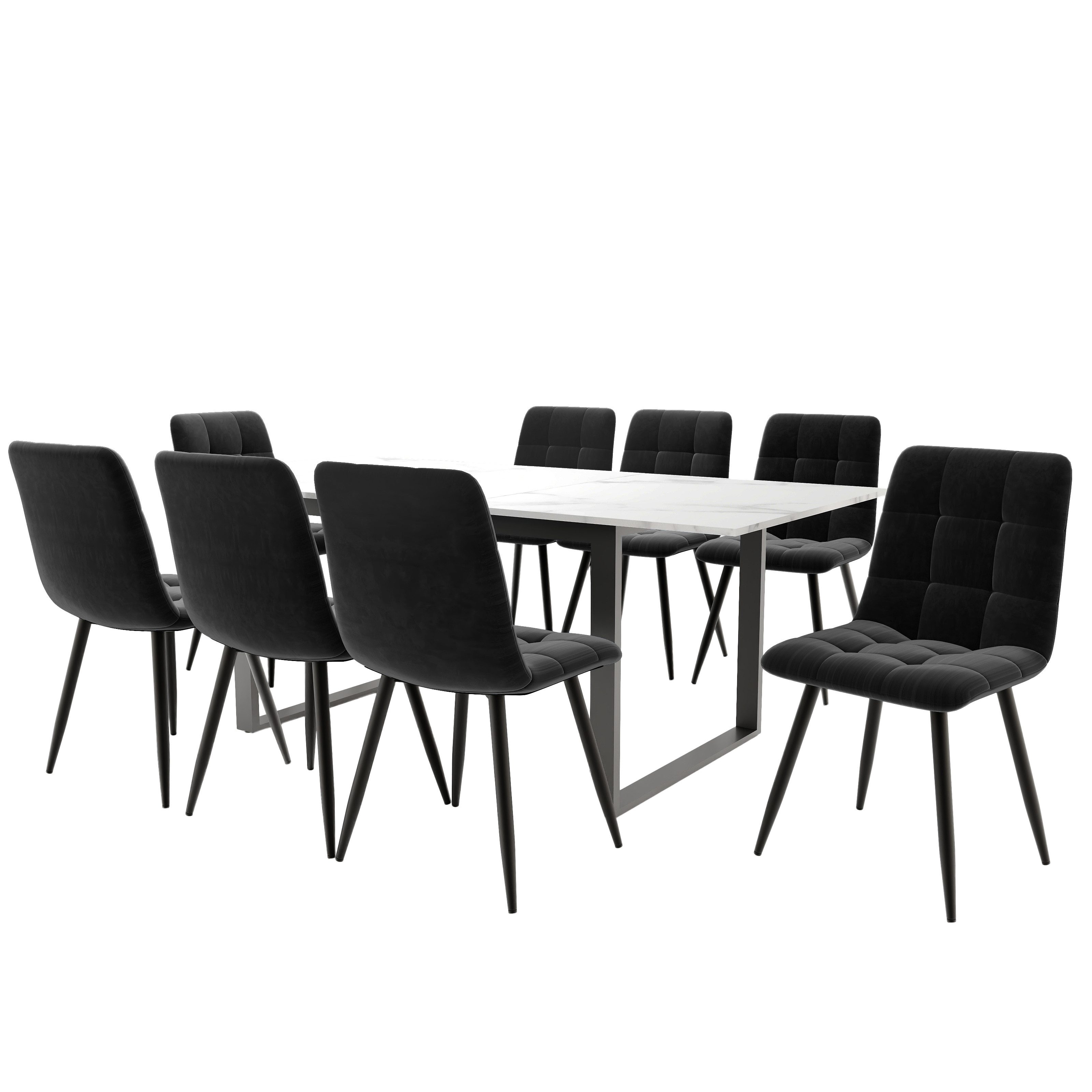 i@home Essgruppe Moderner Küchentisch Set, MDF Tischplatte in Weißer, (Set, günstig online kaufen
