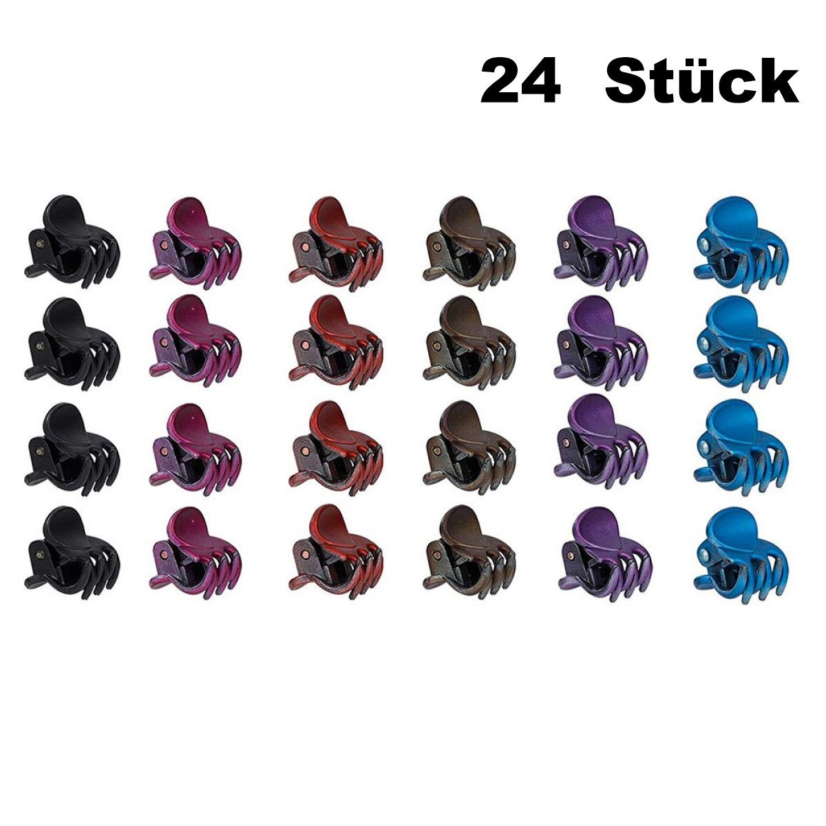 24 Farbe Haarklauenclip,Mini Juoungle Haarspangen,Kunststoff Stück Haarklaue,6 Haarspange