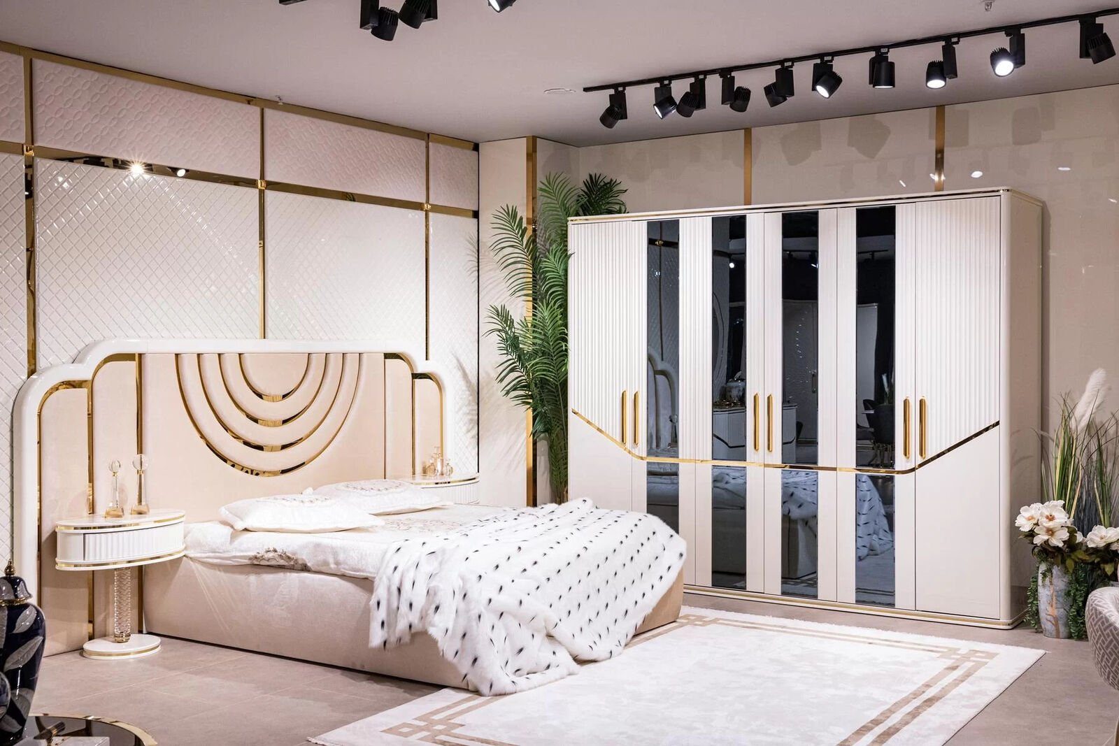 JVmoebel Schlafzimmer-Set Modern Schlafzimmer Set Bett 2x Nachttische Kleiderschrank Design, Made In Europe