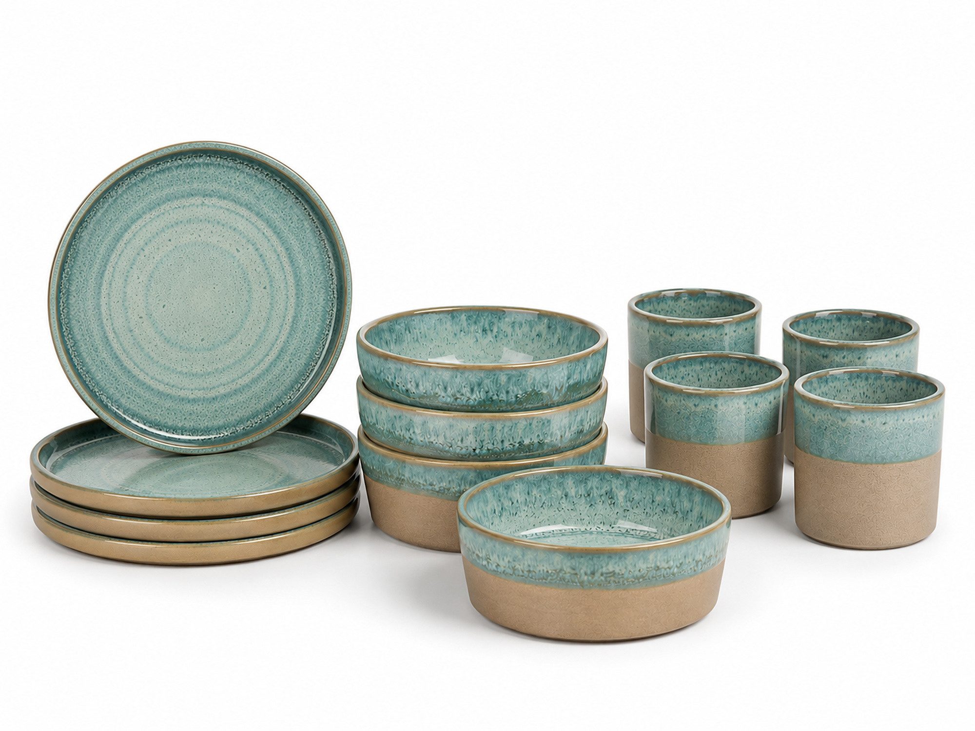 Cosy & Trendy Frühstücks-Geschirrset Basalt, Geschirr-Set, 12-tlg. (12-tlg), 4 Personen, Steinzeug, Steinzeug, für 4 Personen, rund, spülmaschinengeeignet