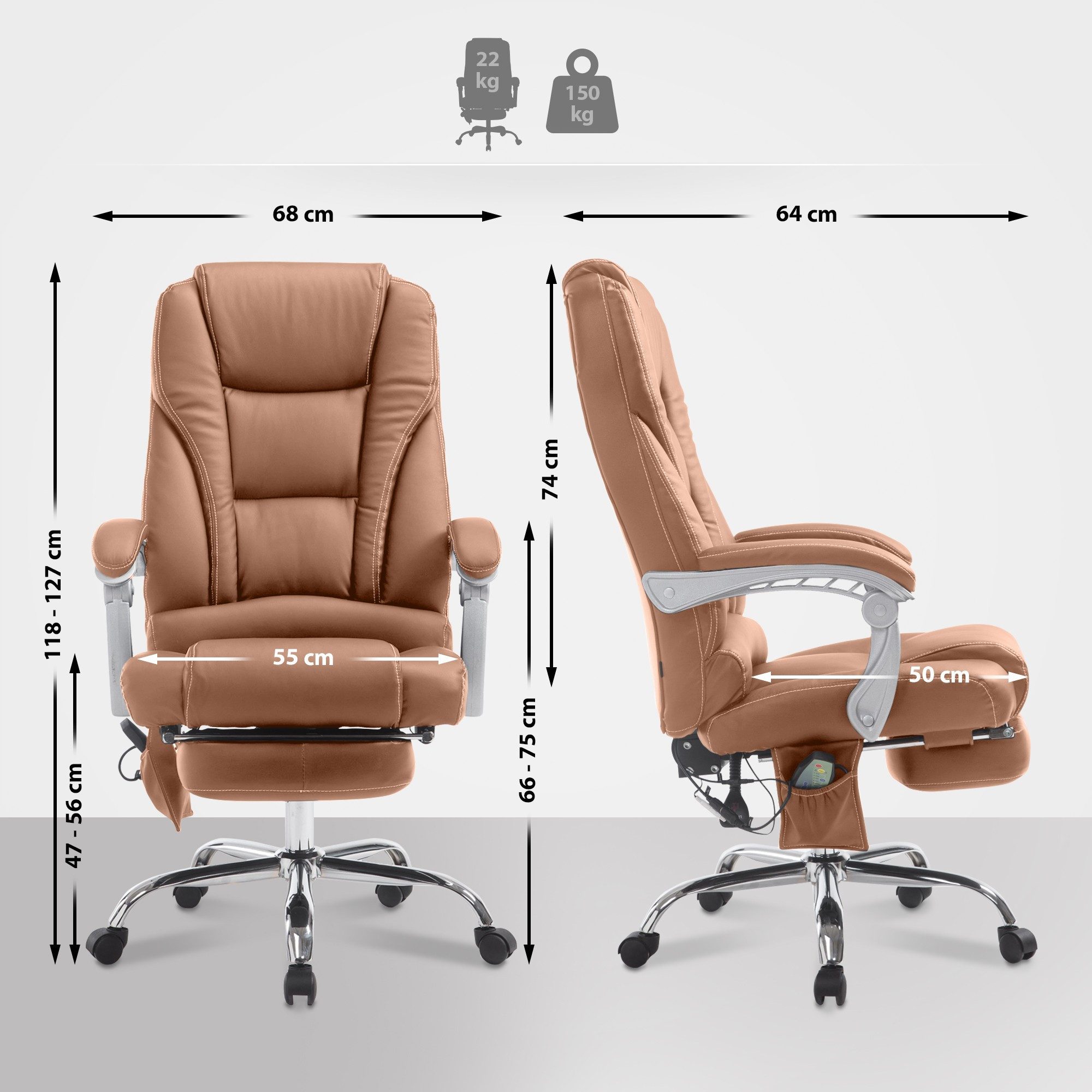 CLP Schreibtischstuhl Pacific V2 Kunstleder, Massagefunktion,drehbar günstig online kaufen