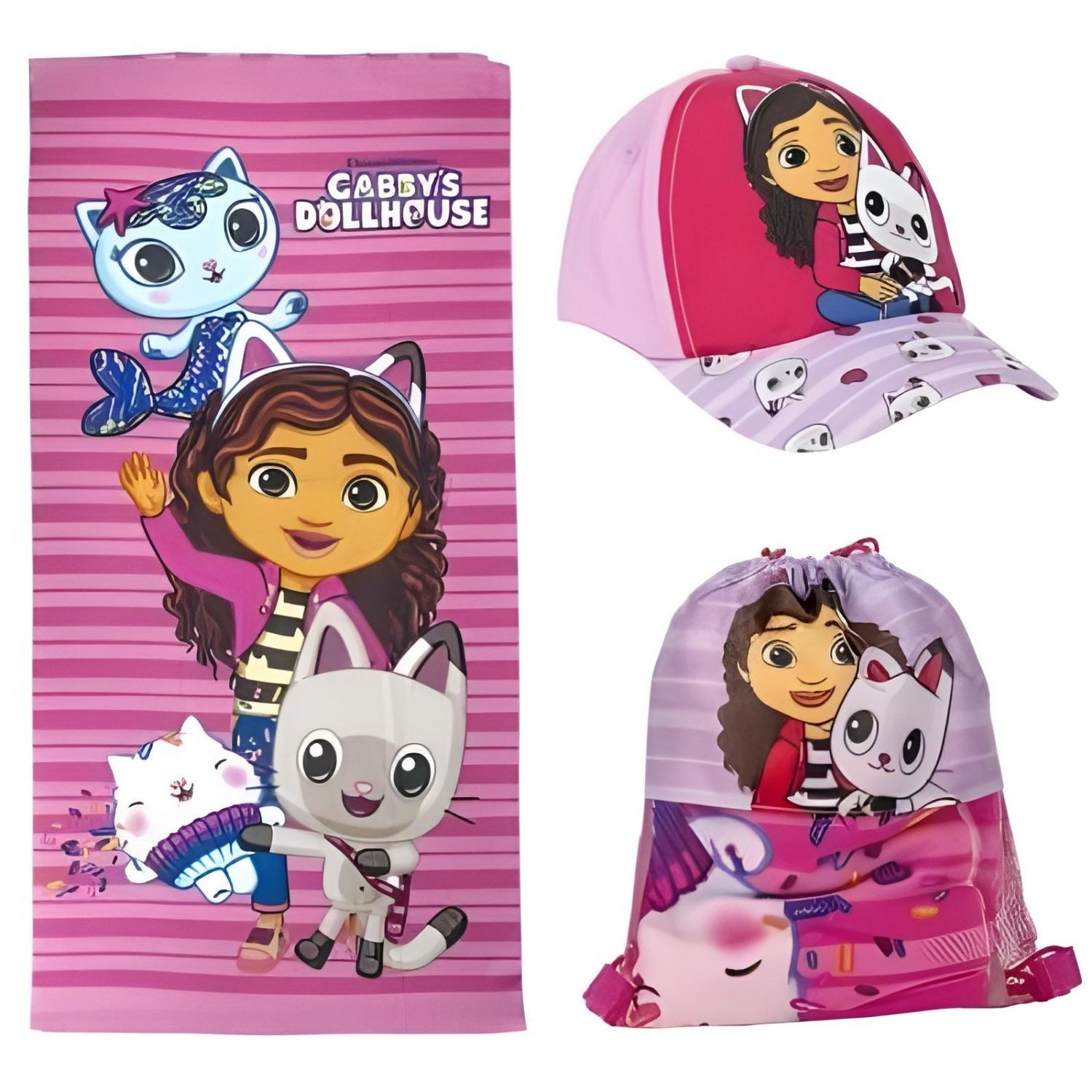 Strandtuch Sommerset Strandtuch, Kappe und Tasche für Fans von Gabby's Dollhouse