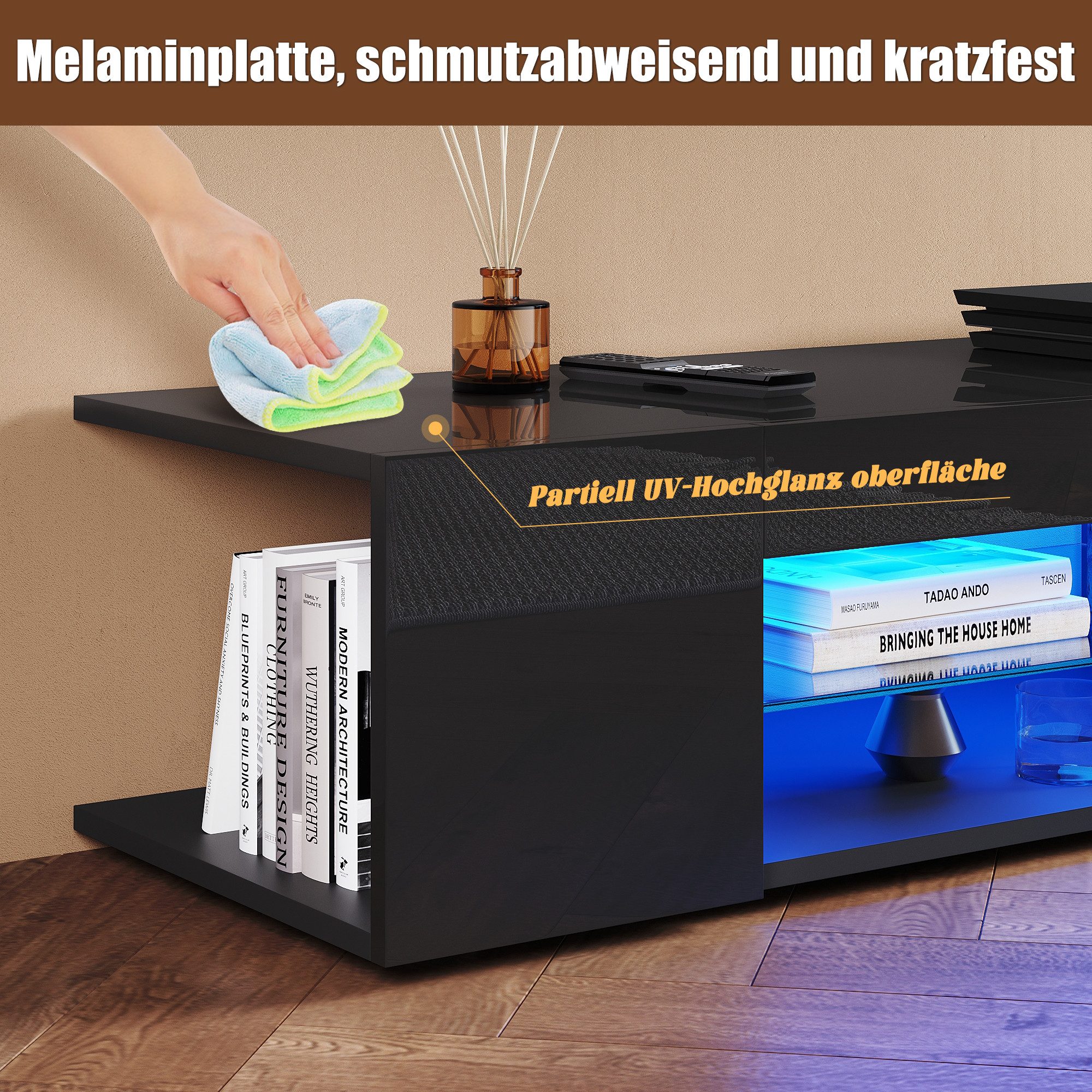 SONNI Lowboard TV Schrank schwarz/weiß, Lange 135/160/180cm, TV